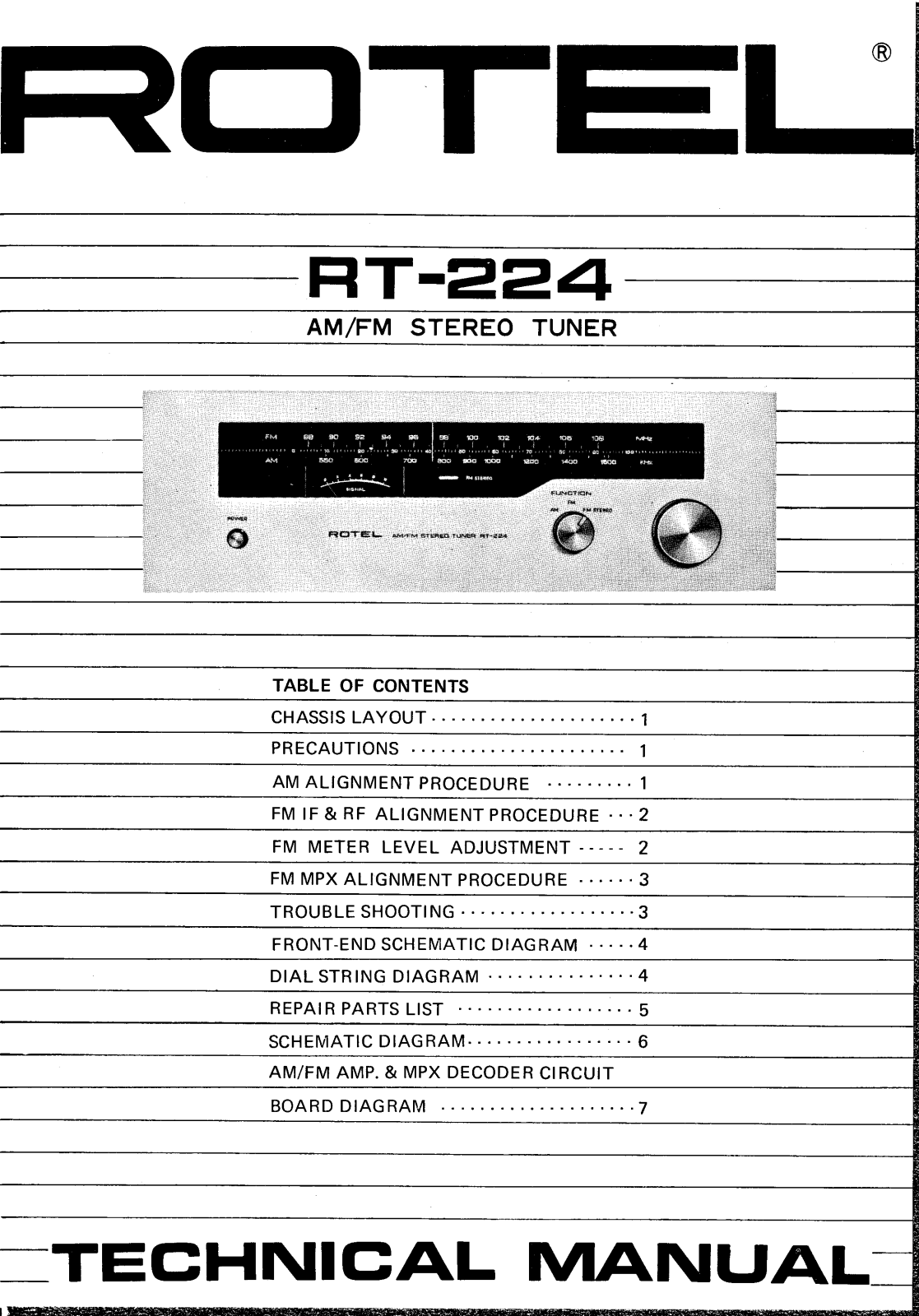 Rotel RT-224 Service manual