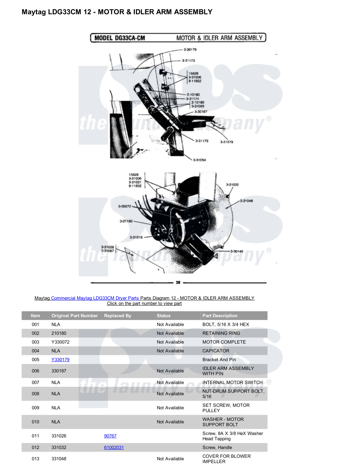 Maytag LDG33CM Parts Diagram