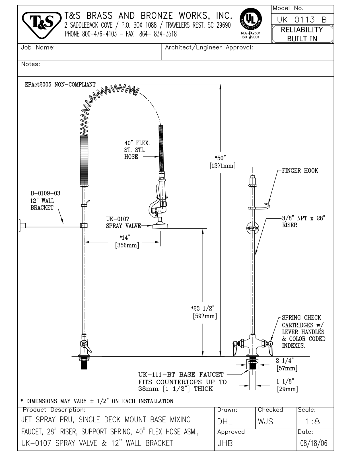 T&S Brass UK-0113-B User Manual