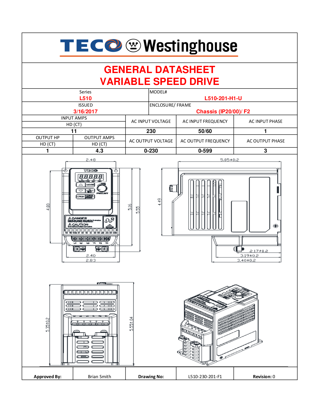 Teco L510-201-H1-U Data Sheet