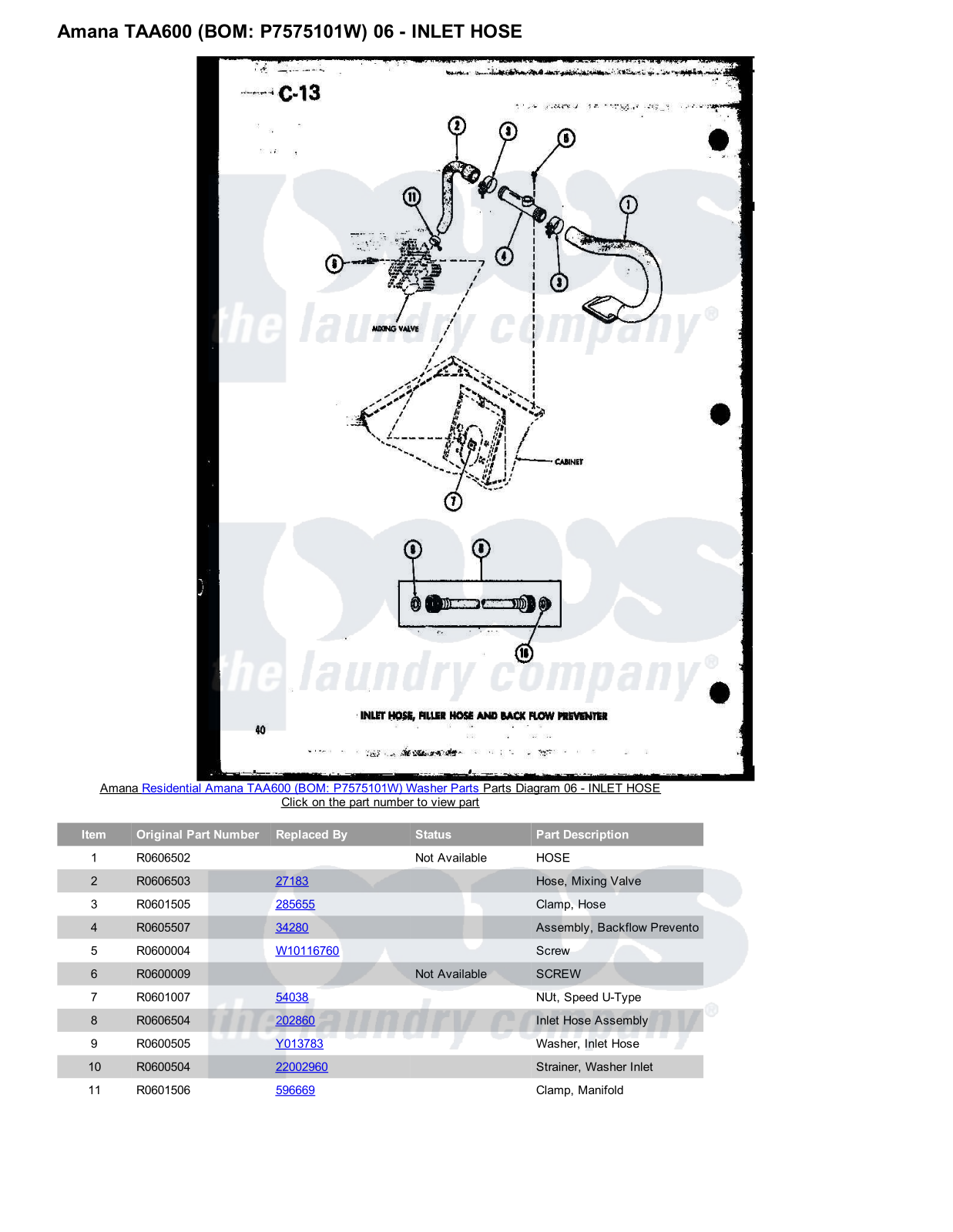 Amana TAA600 Parts Diagram