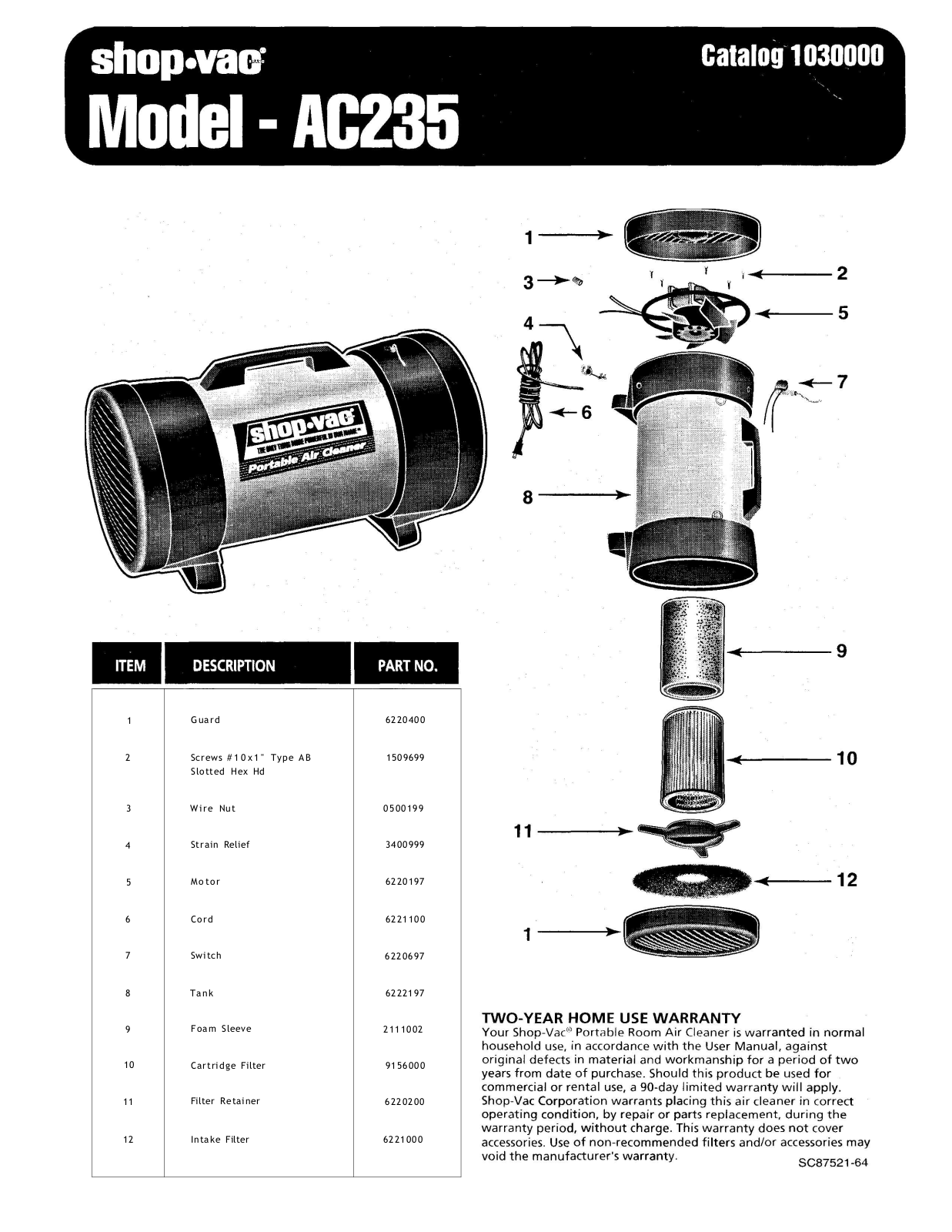 Shop Vac Ac235 Owner's Manual