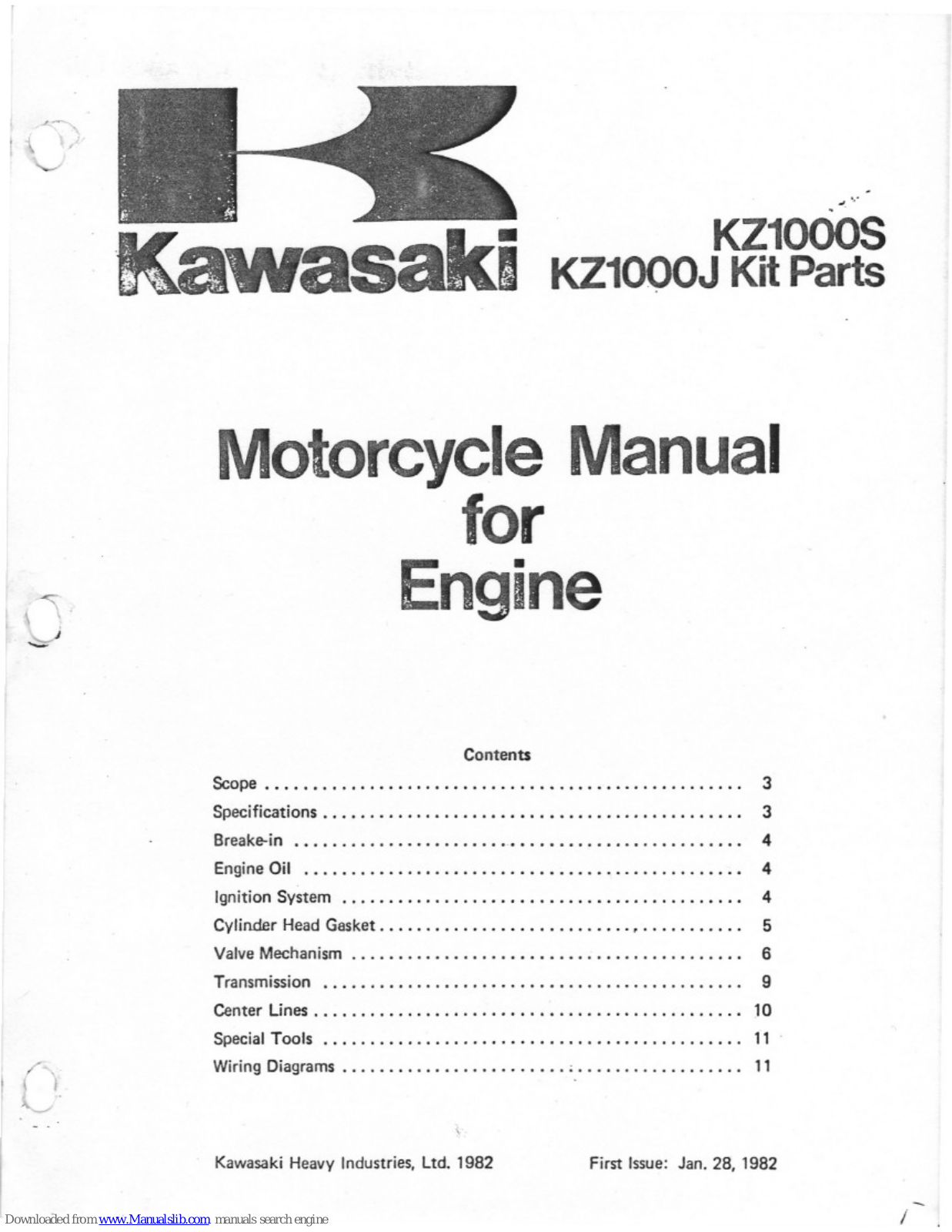 Kawasaki KZ1000S, KZ1000J Manual For Engine