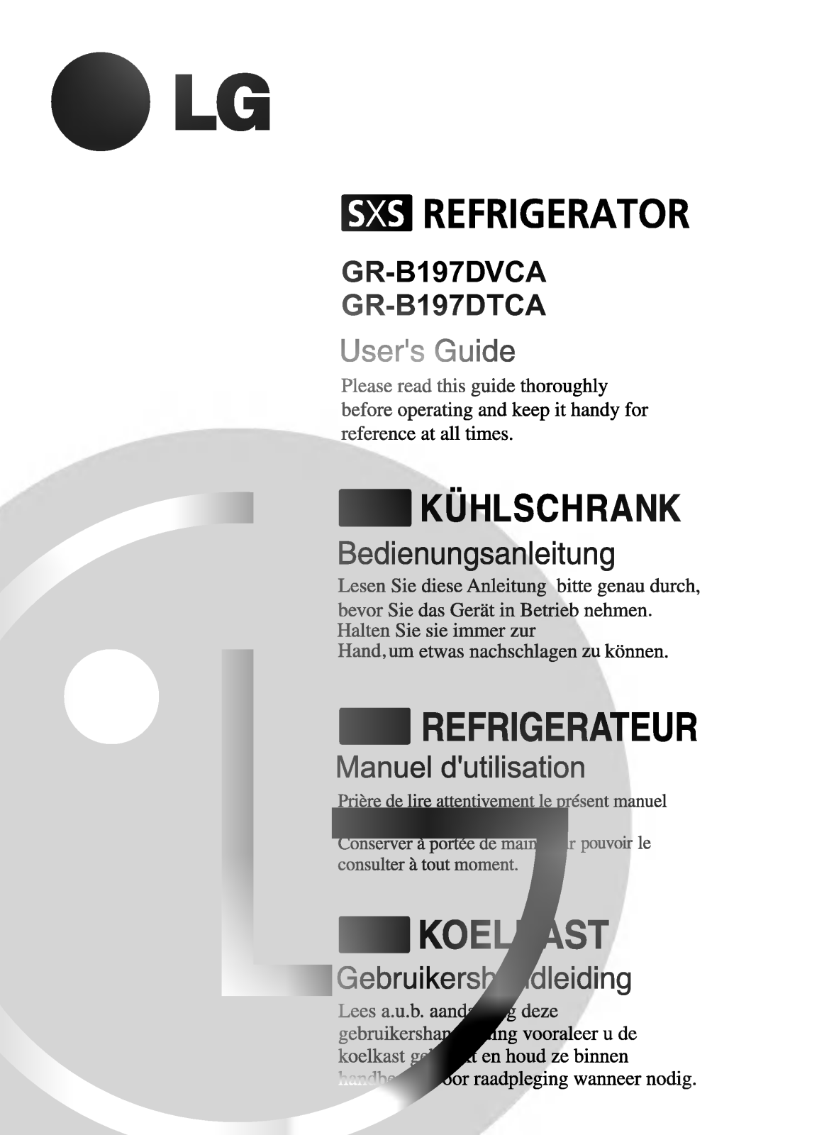 LG GR-B197DTCA User Guide