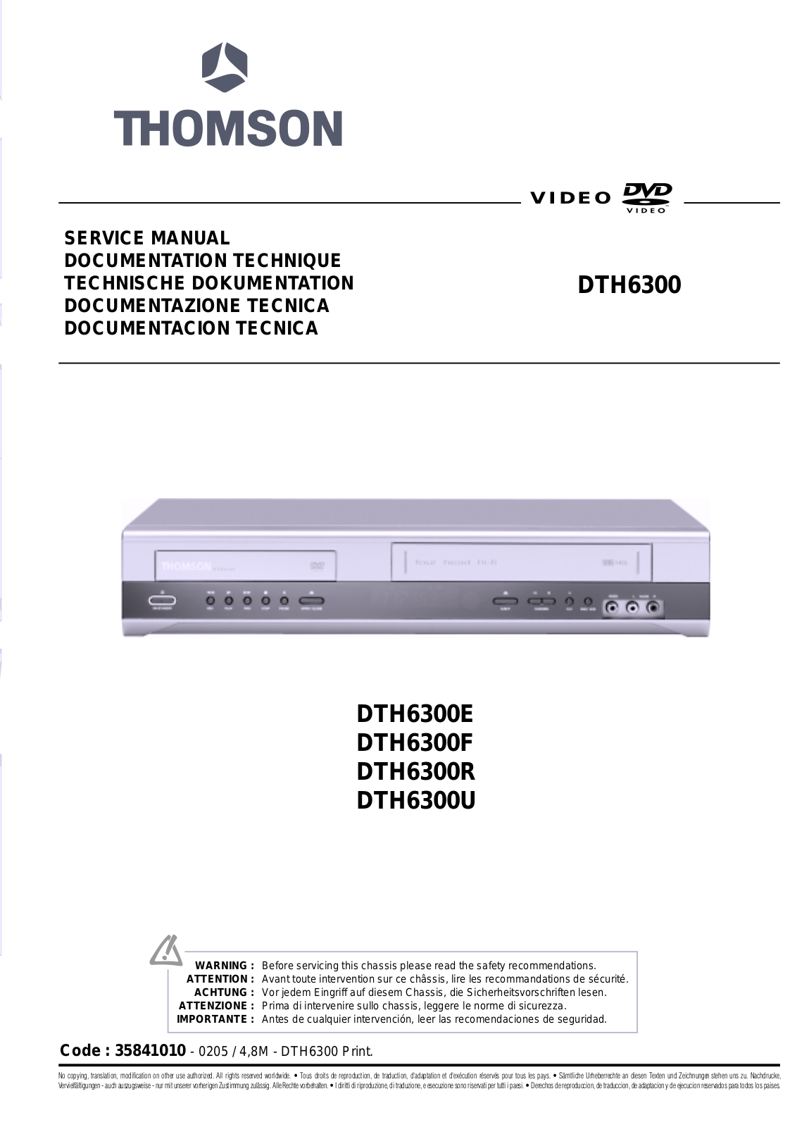Thomson DTH-6300-F, DTH-6300-R, DTH-6300-U, DTH-6300-E Service manual