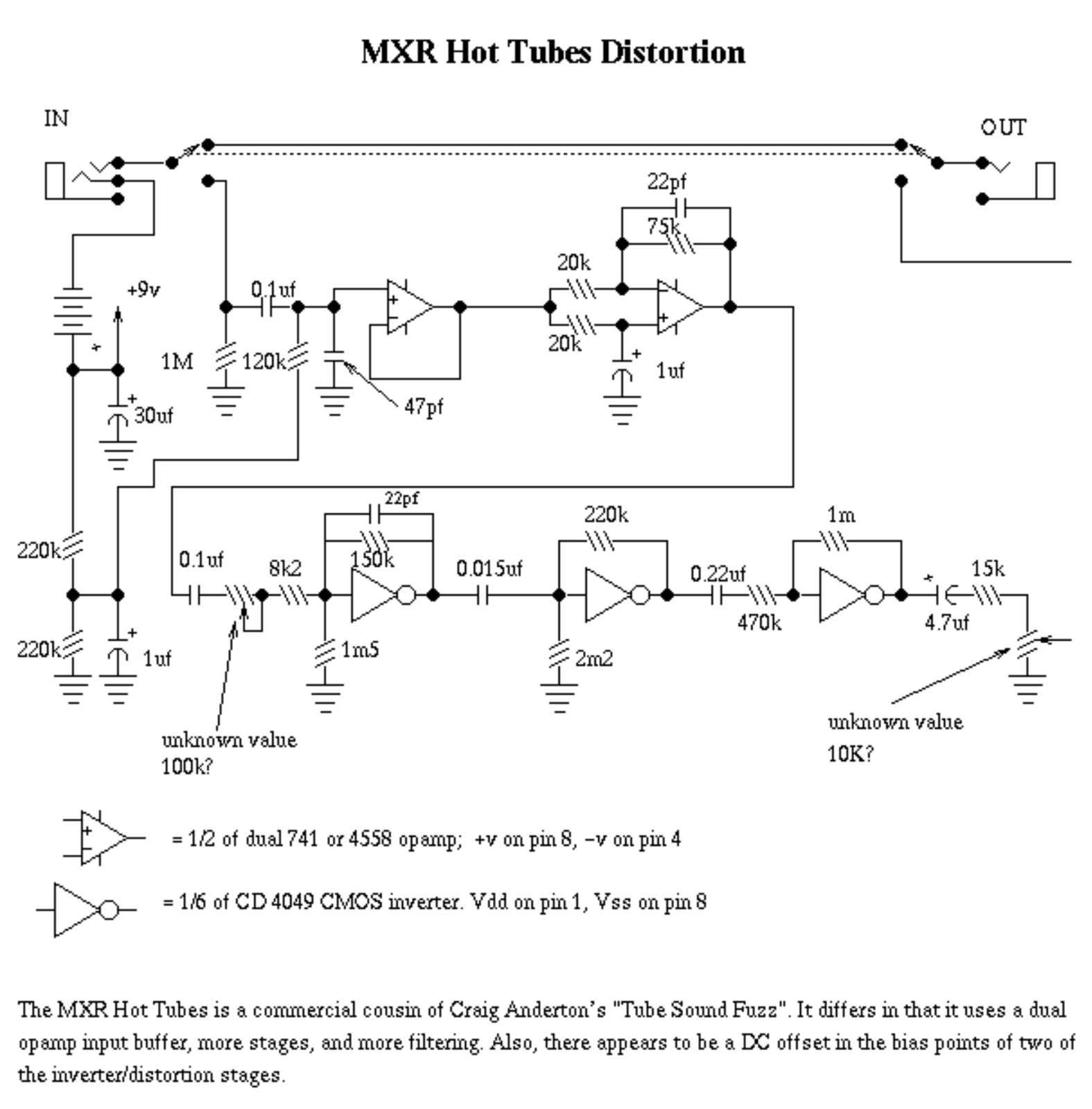 MXR hottube distortion schematic