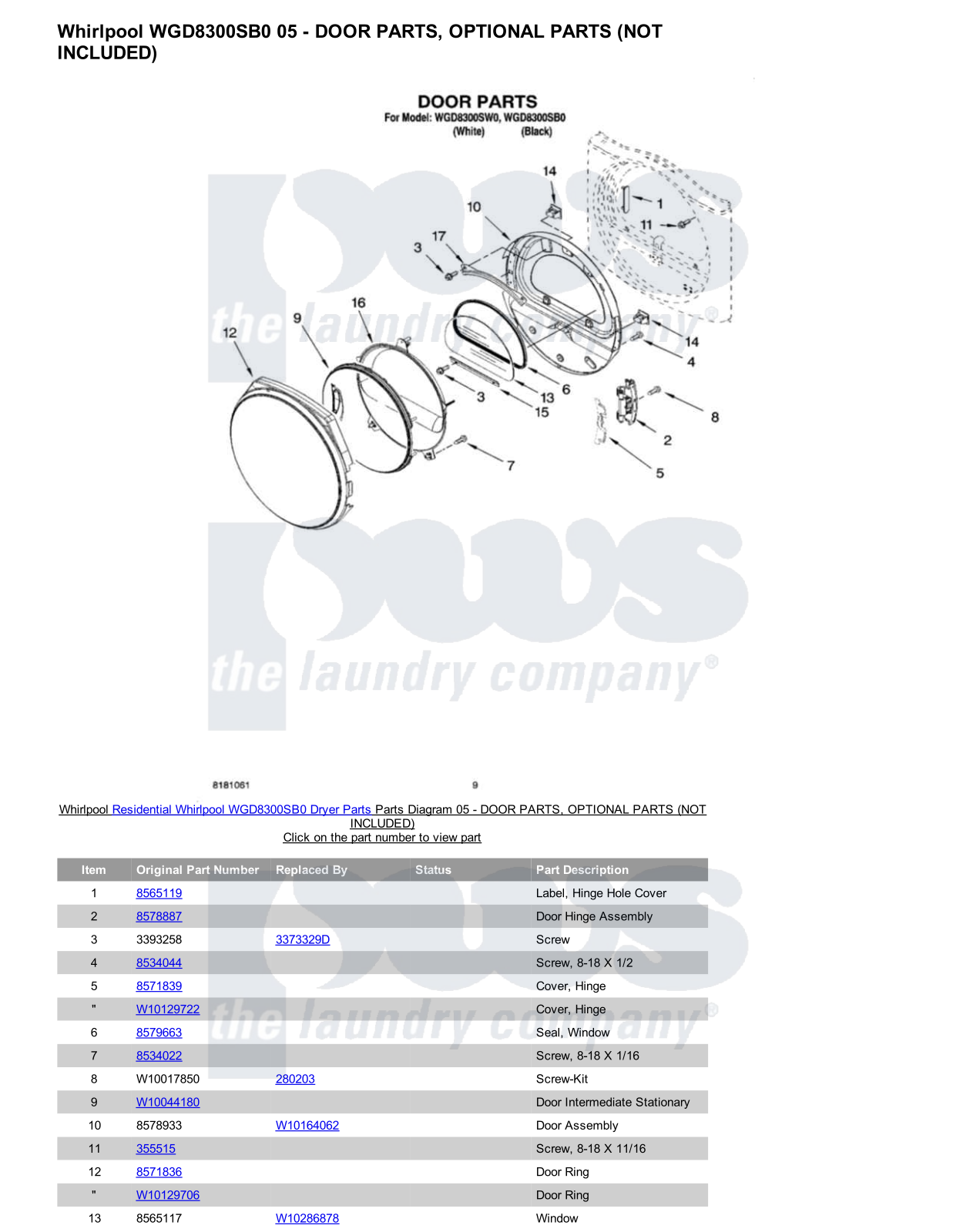 Whirlpool WGD8300SB0 Parts Diagram