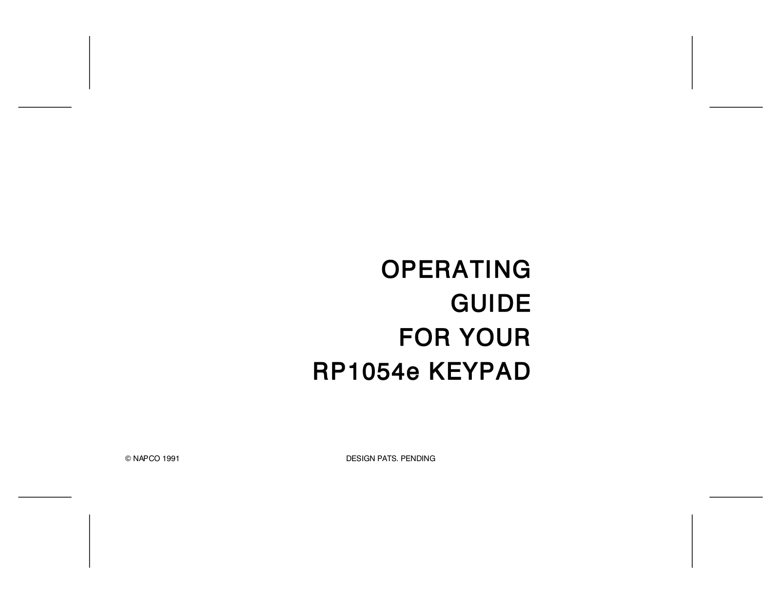 Napco RP1054E KEYPAD User Manual