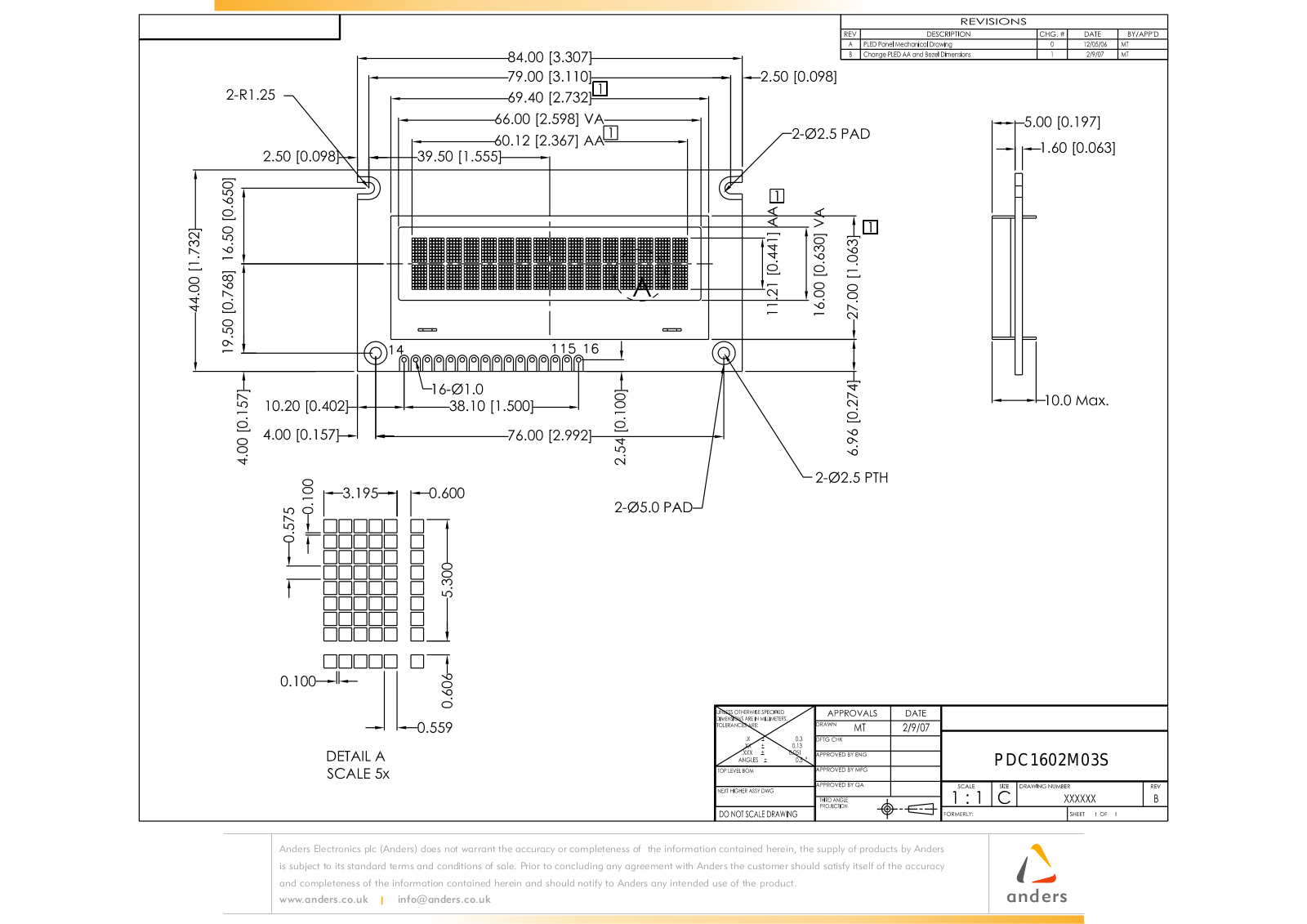 ANDERS ELECTRONICS PDC1602M03S Service Manual