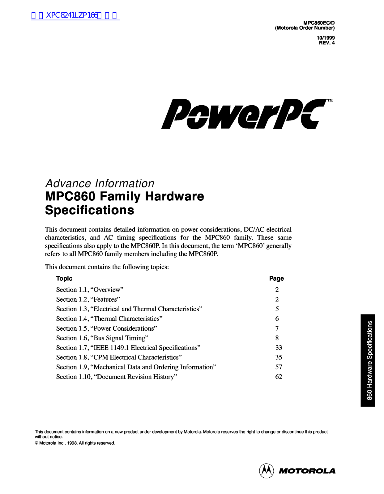 PowerPC MPC 860 User Manual