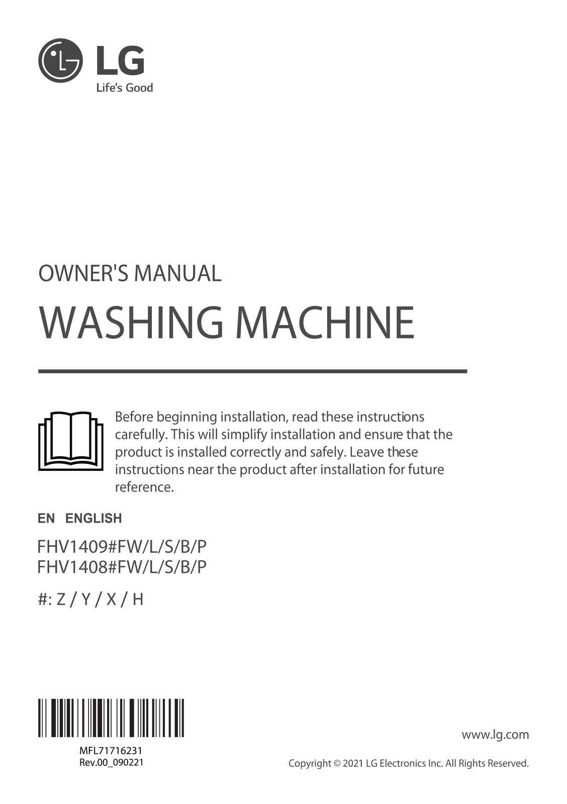 LG FHV1408ZFP Owner’s Manual