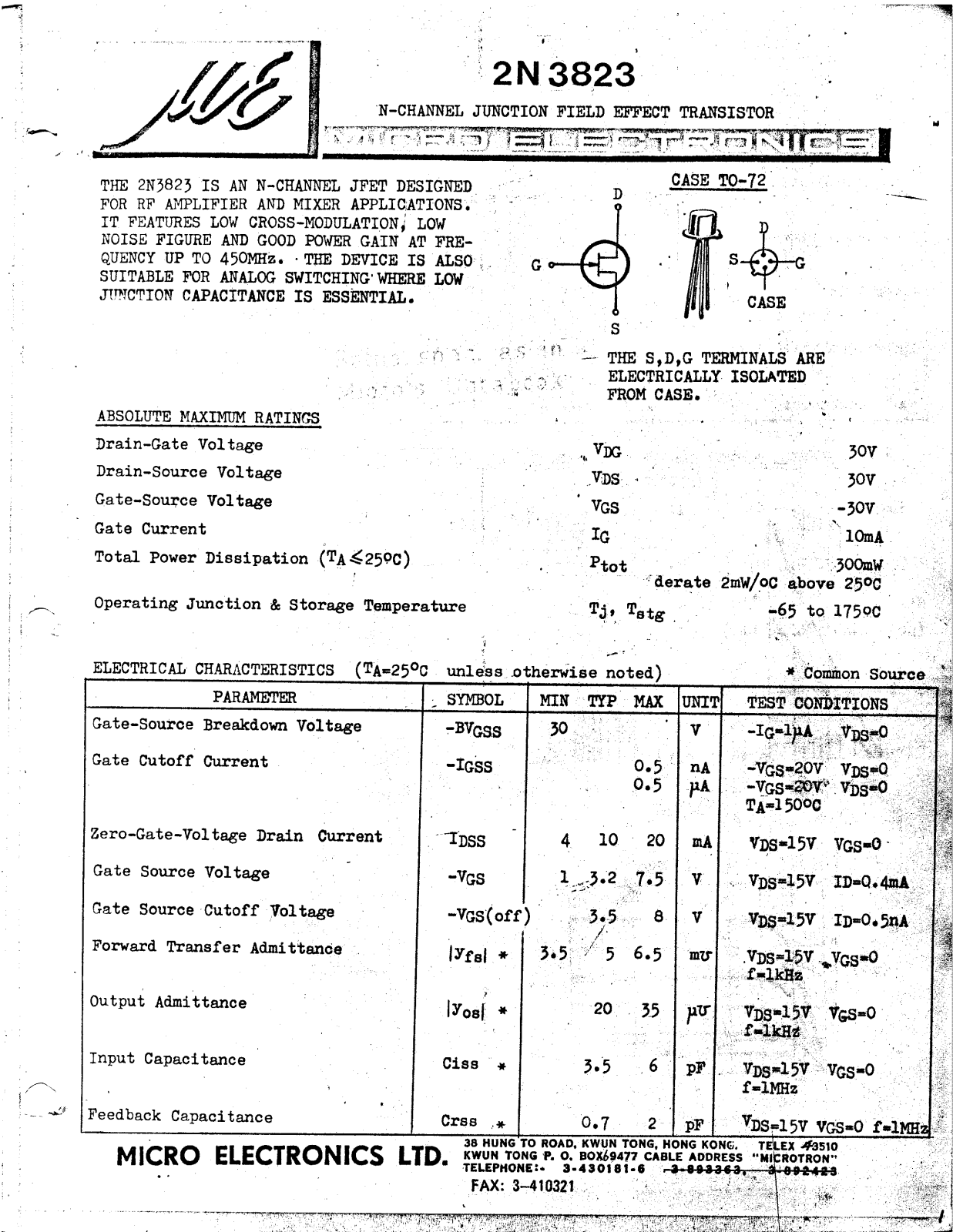 ME 2N3904, 2N3823 Datasheet