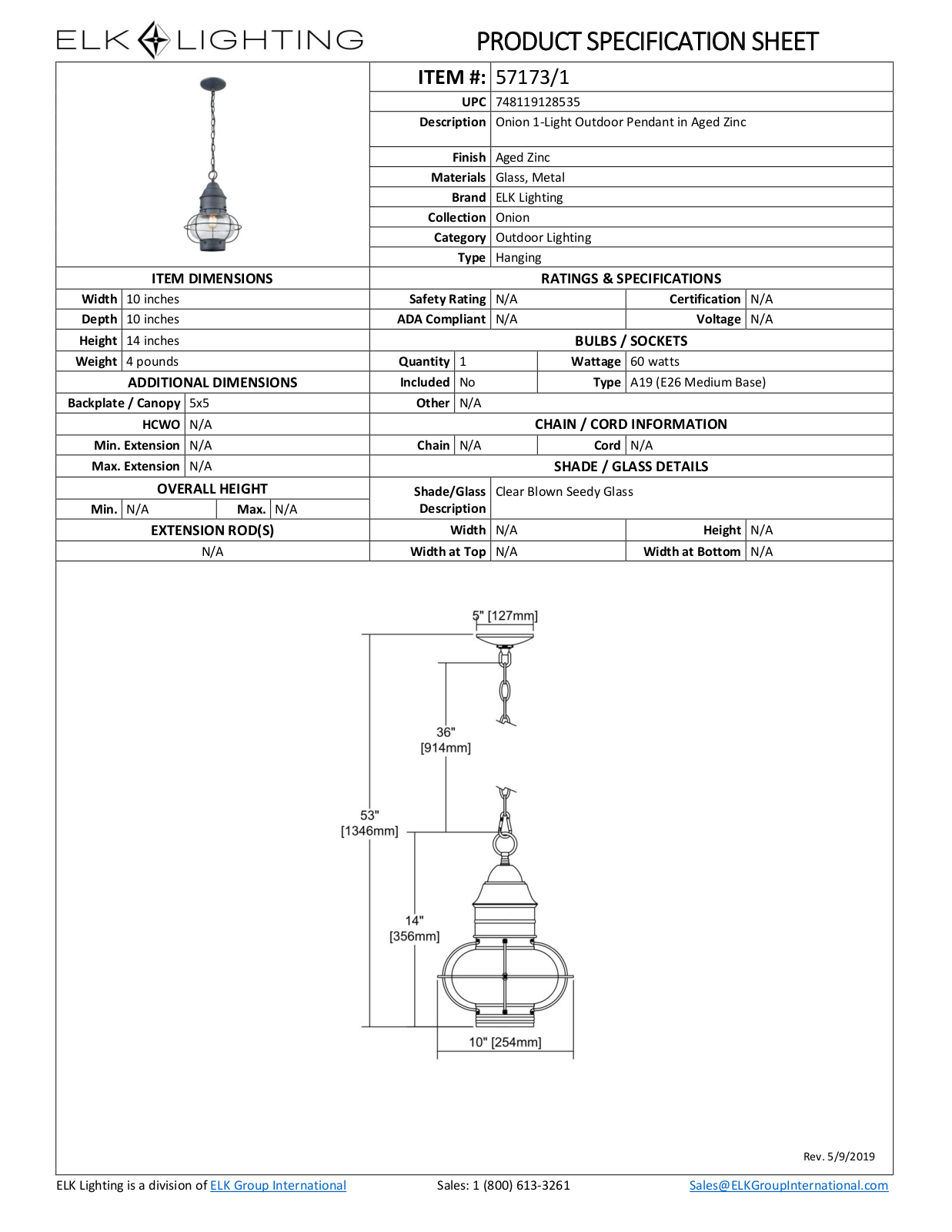 ELK Lighting 571731 Specifications - ManualMachine.com