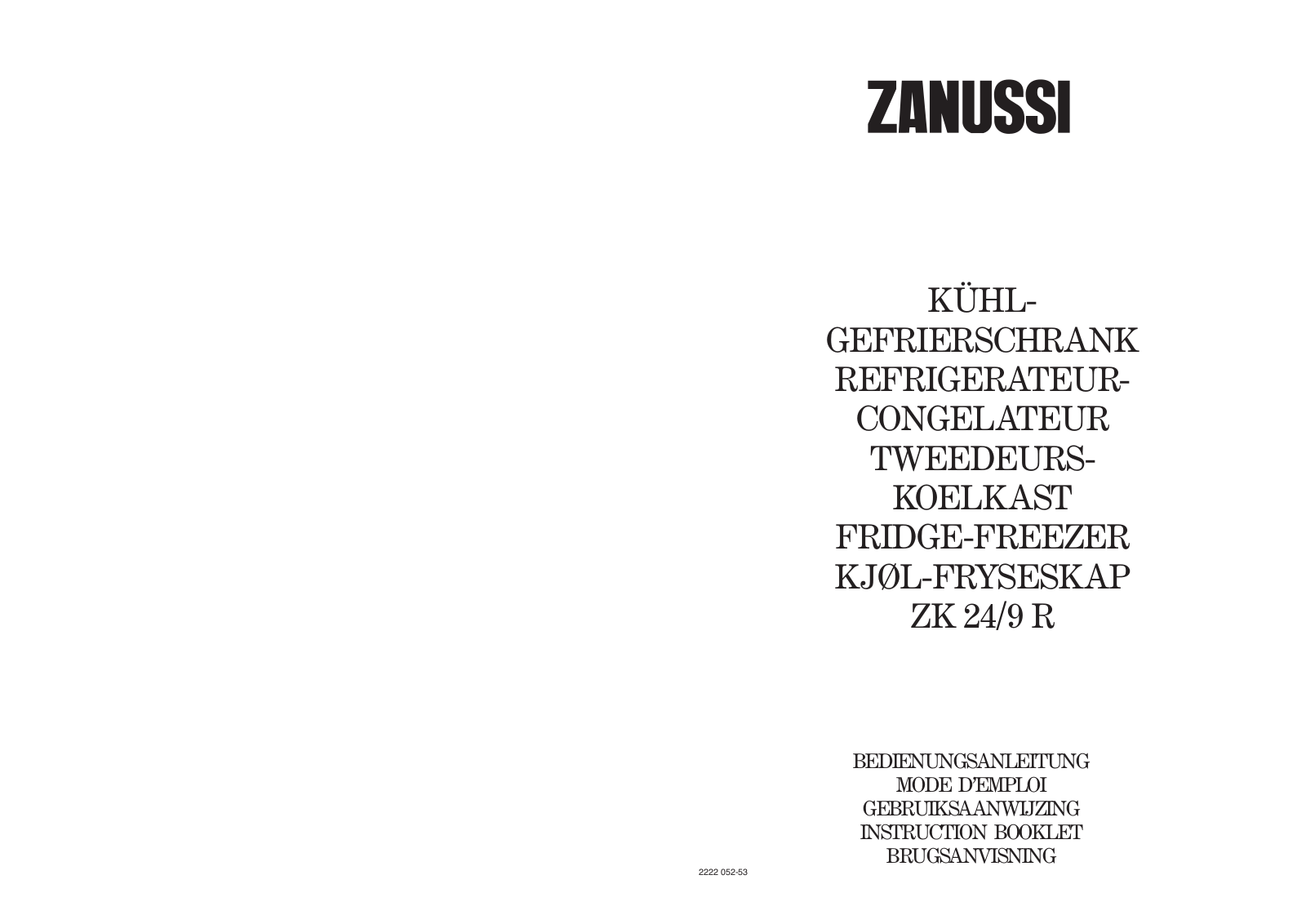 Zanussi ZK24/9R INSTRUCTION BOOKLET
