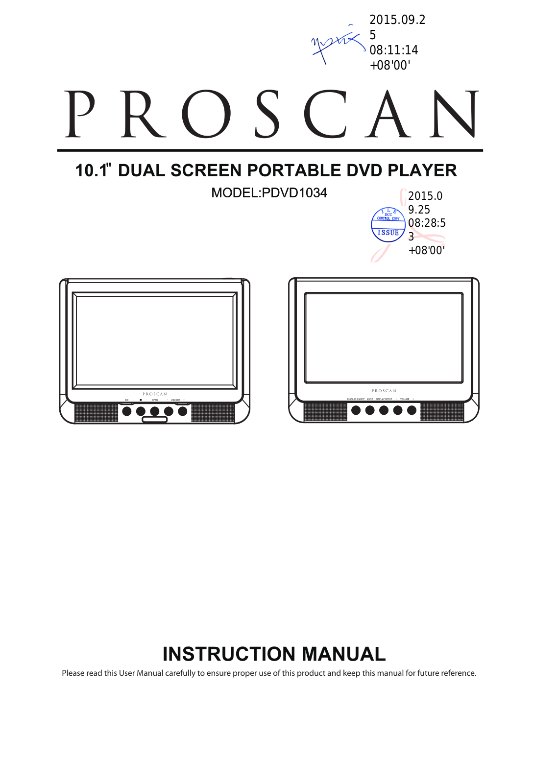 ProScan PDVD1034 Instruction Manual