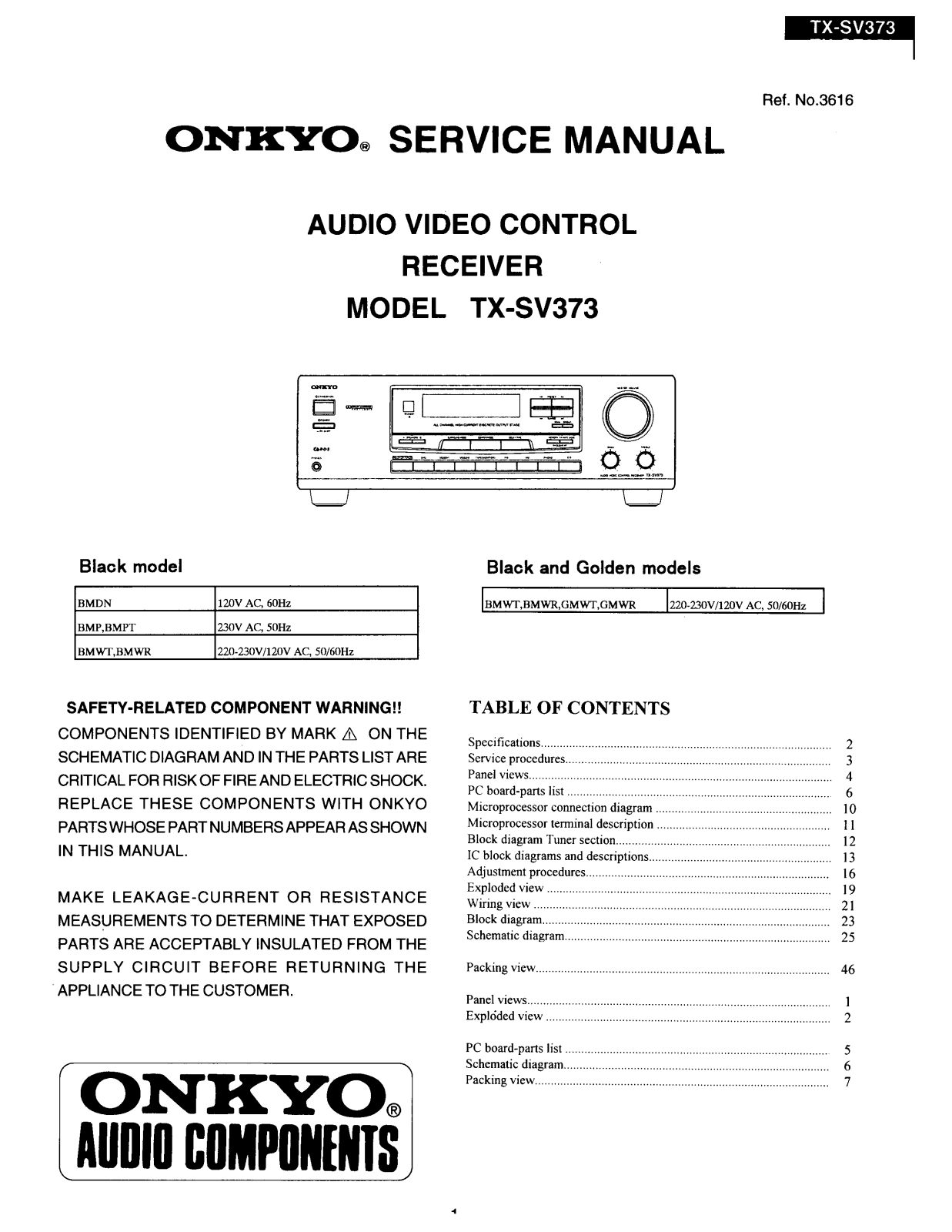 Onkyo TXSV-373 Service manual