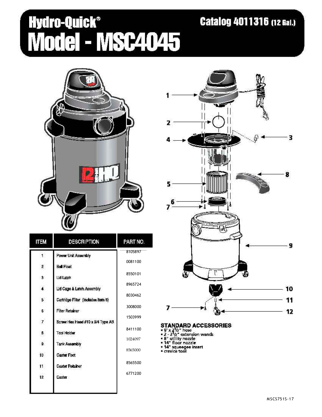 Shop Vac Msc4045 Owner's Manual