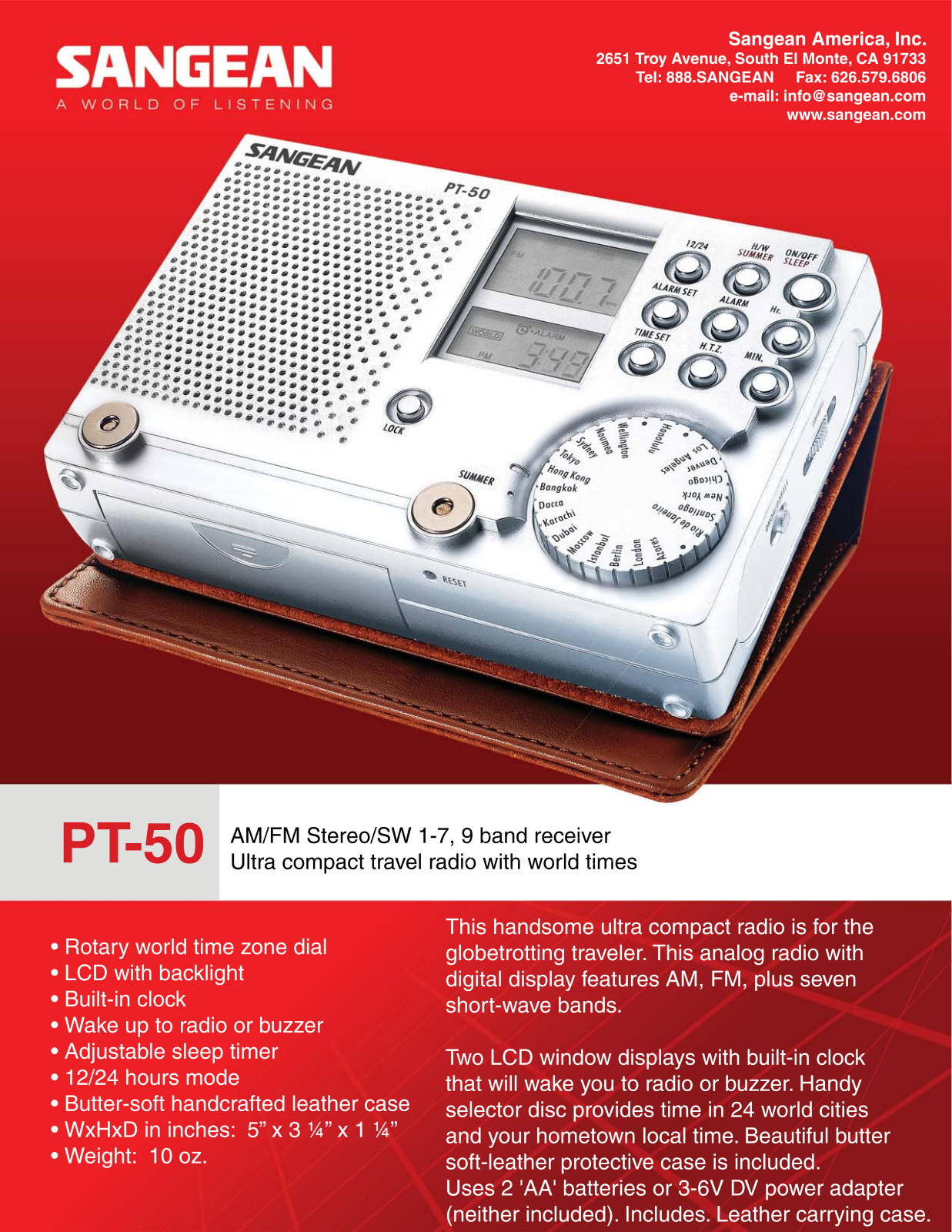 Sangean Electronics PT-50 User Manual