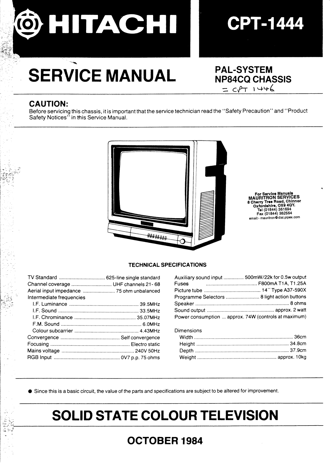 Hitachi CPT-1444, CPT-1446 Schematic