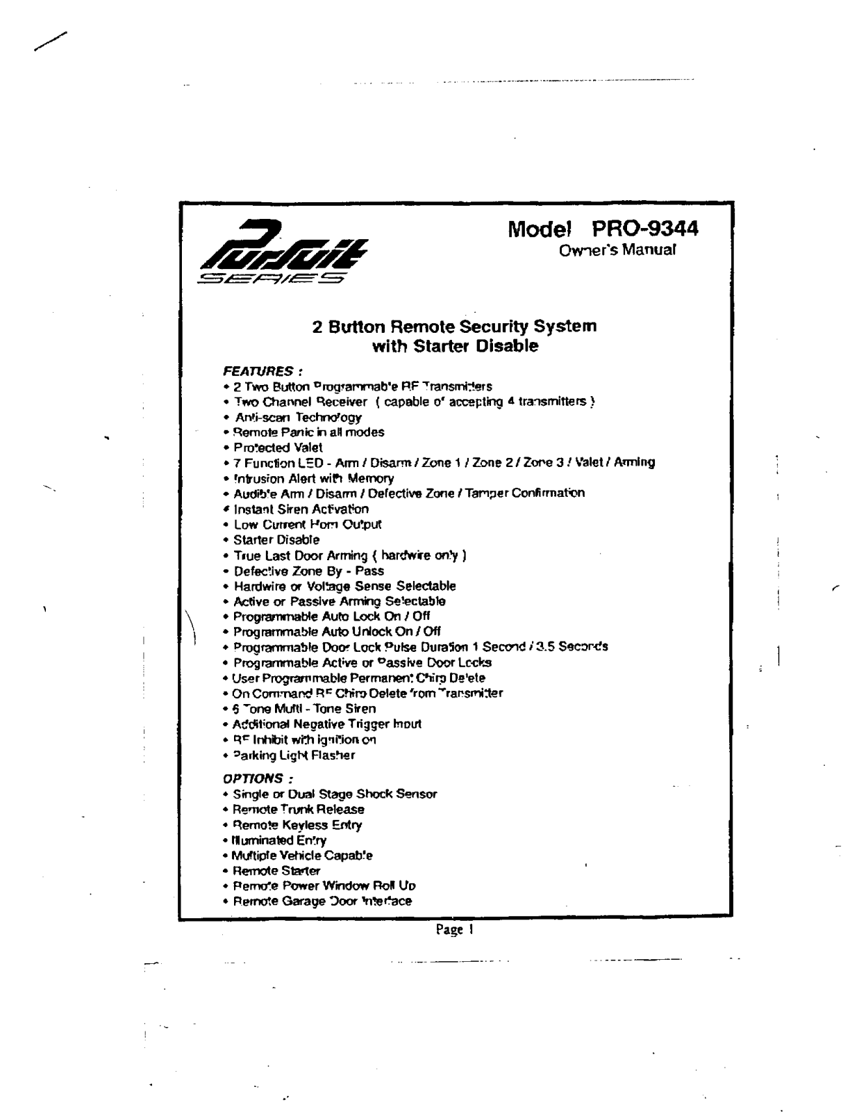 Audiovox 9344AR Users Manual