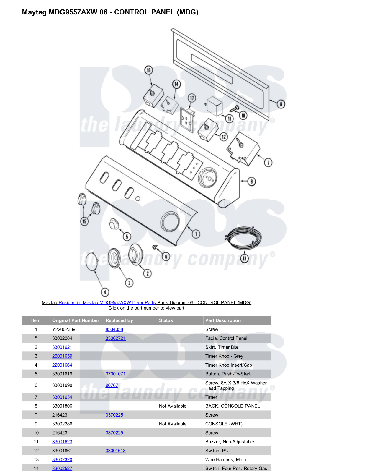 Maytag MDG9557AXW Parts Diagram