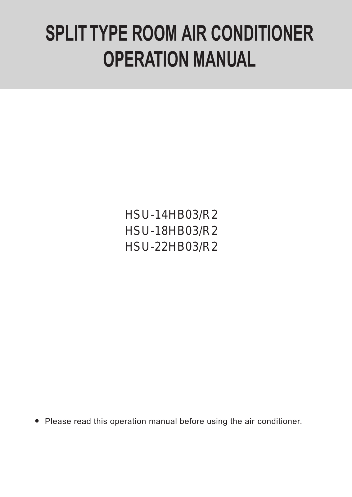 Haier HSU-14, 18, 22HB03R2 User Manual