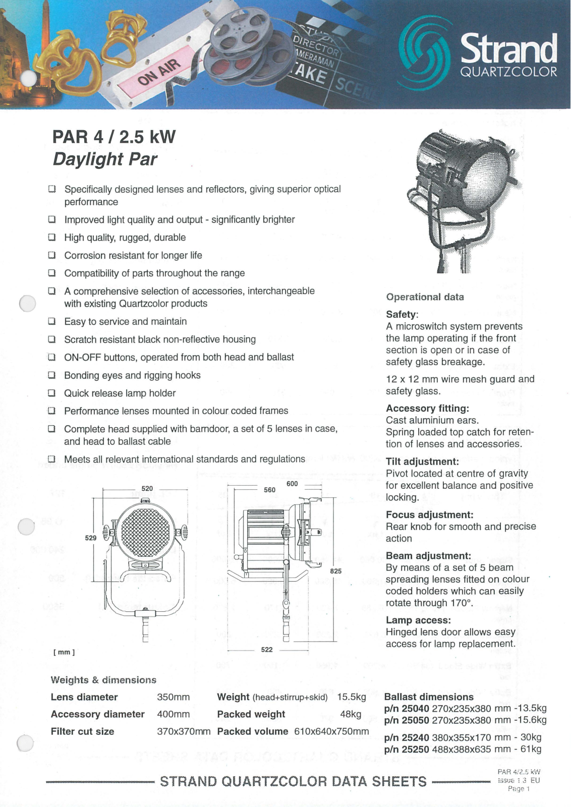 Strand 2.5kW Daylight PAR 4 Datasheet - ManualMachine.com
