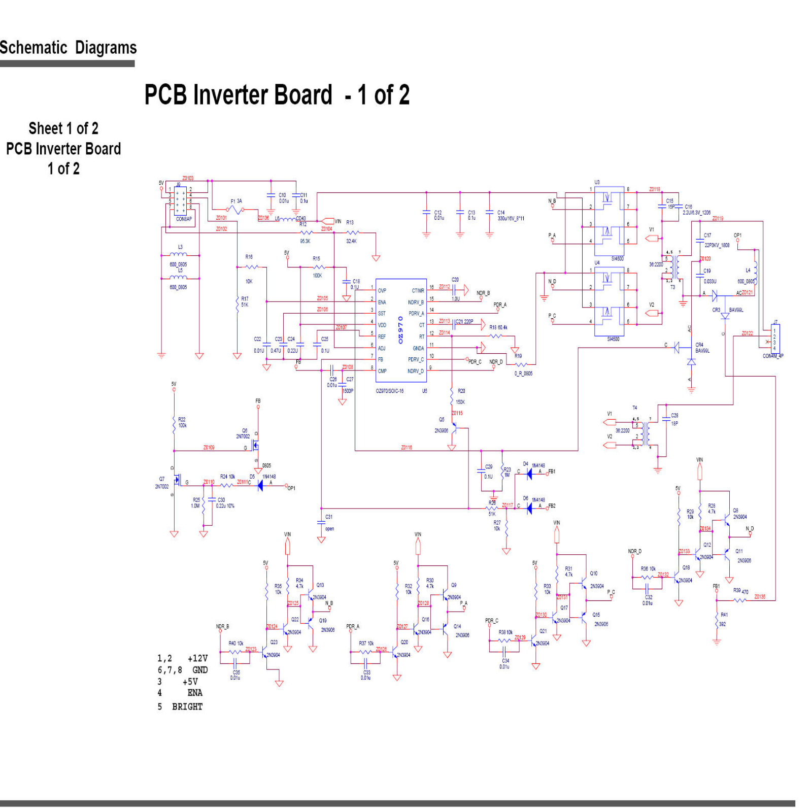 Inverter LCD OZ970 Schematic