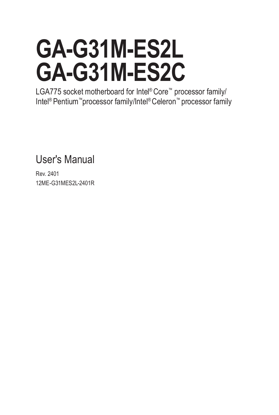 GIGABYTE GA-G31M-ES2L Owner's Manual