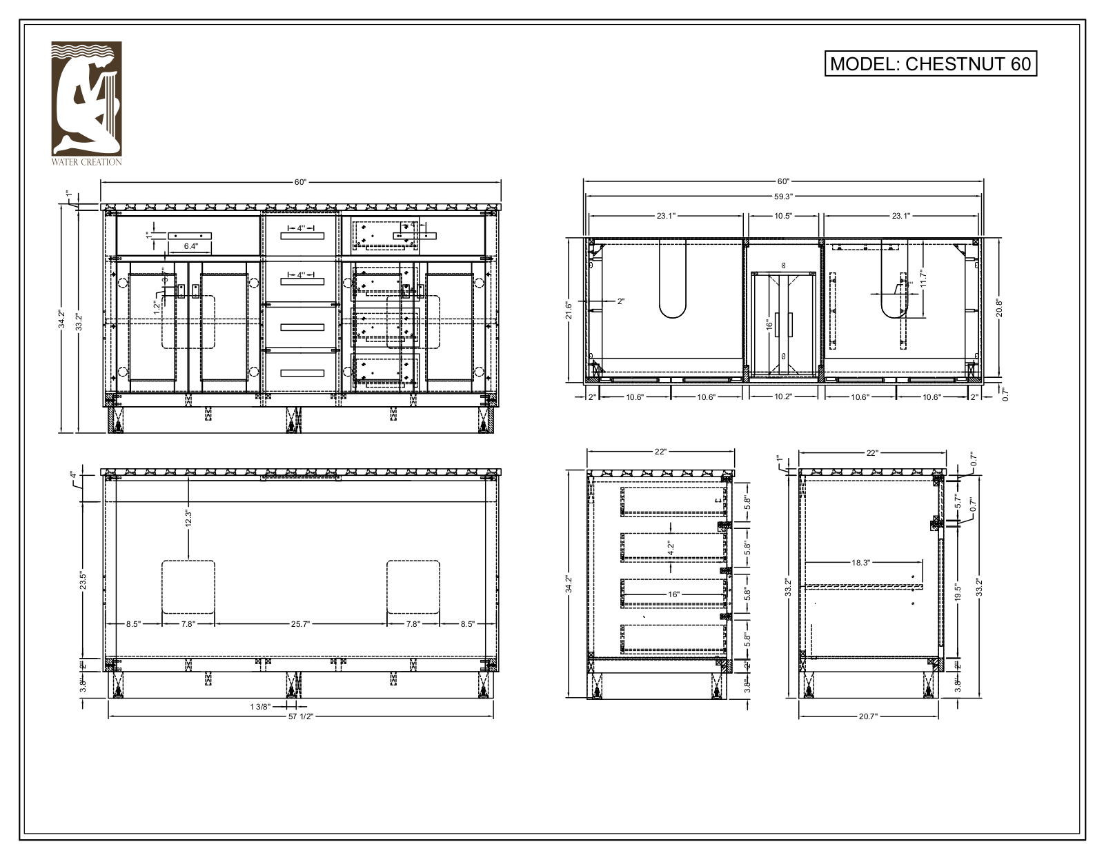 Water Creation CH60C0314GK, CH60B0300GK, CH60C0614BK, CH60B0600BK, CH60A0600BK Specifications