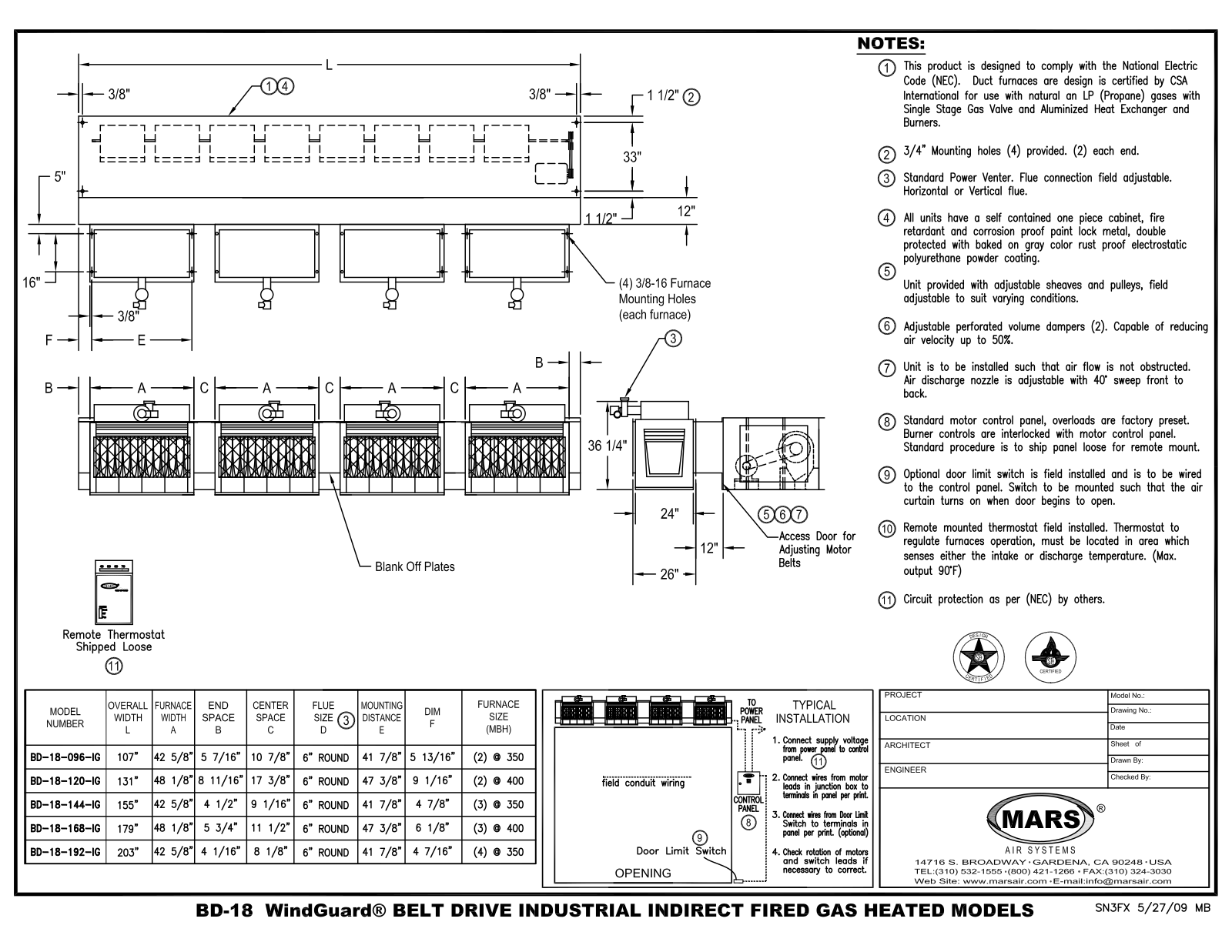 Mars Air BD-18-096-IG User Manual