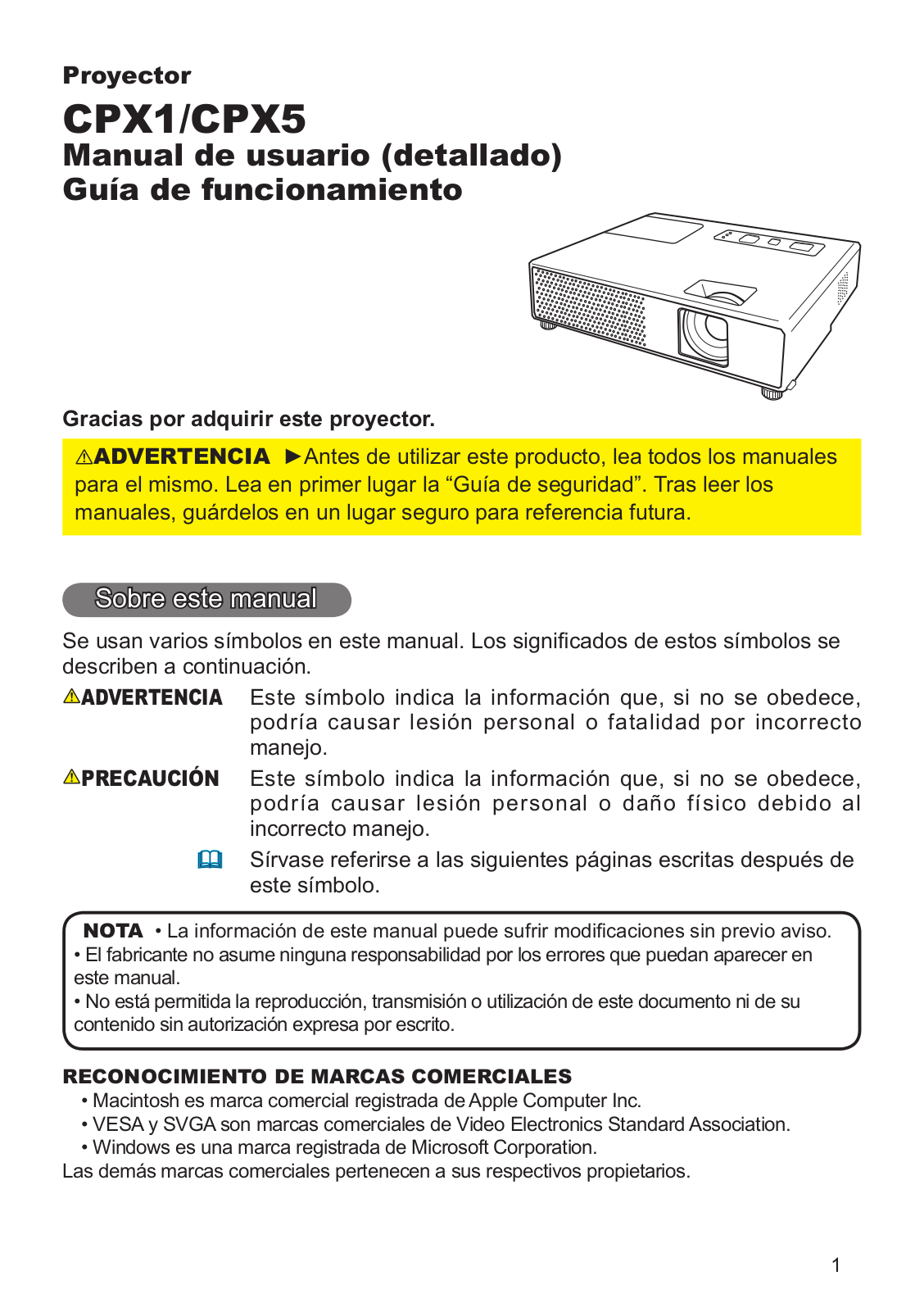 Hitachi CPX1WF User Manual