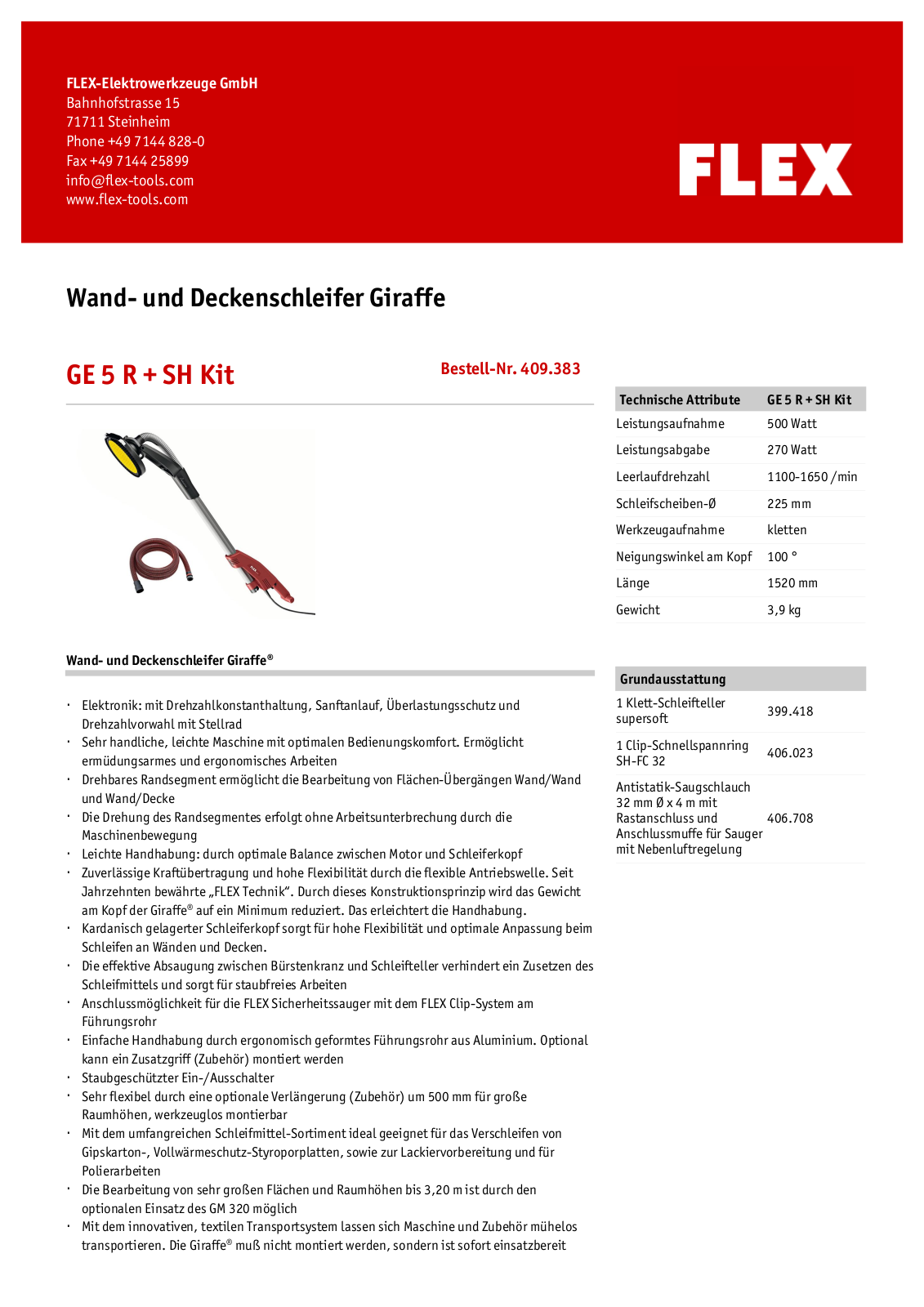 Flex GE 5 R + SH Technical data