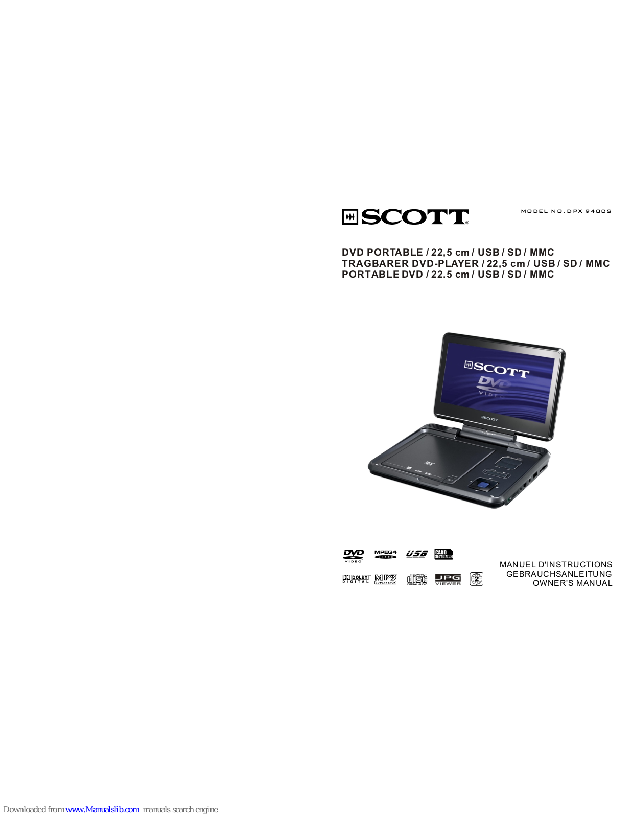 Scott DPX940 CS,DPX 940CS Owner's Manual