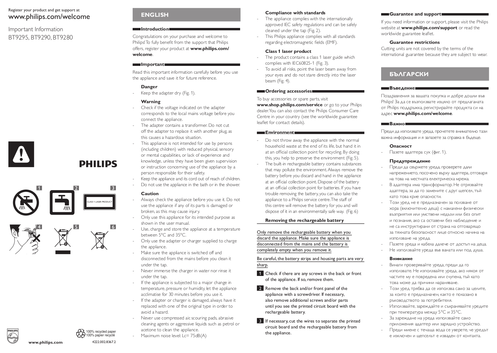 Philips BT9295, BT9290, BT9280 User manual