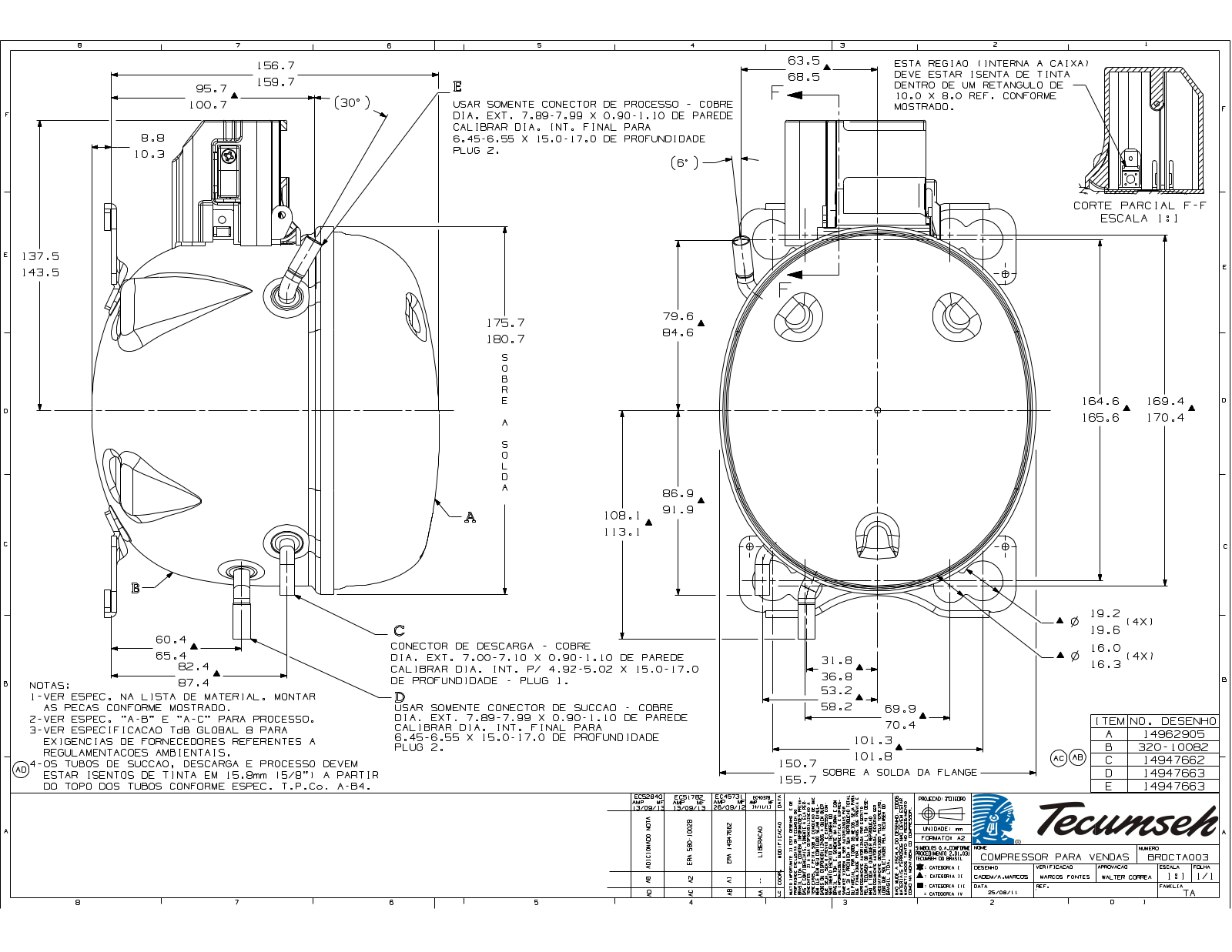 Tecumseh TA1340Y-DS1B, TA1340Y-DS1A Drawing Data