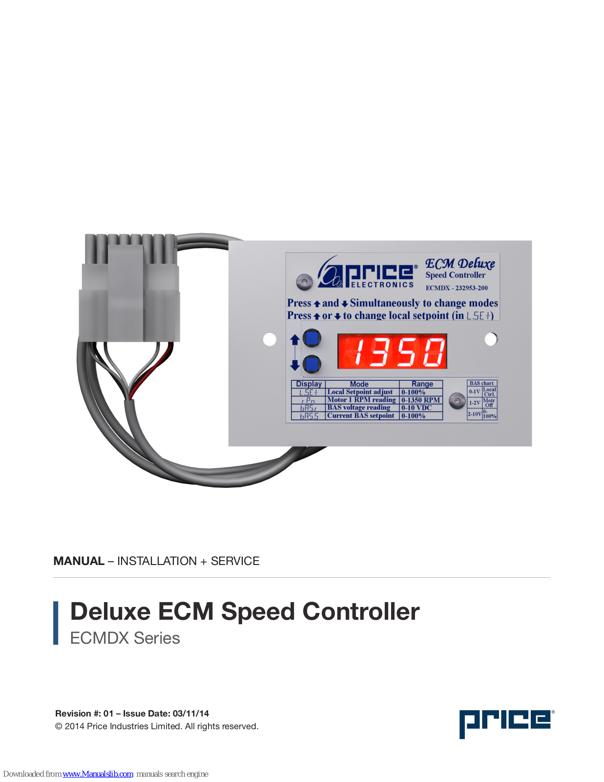 Price ECMDX Series, DELUXE ECM Installation And Service Manual