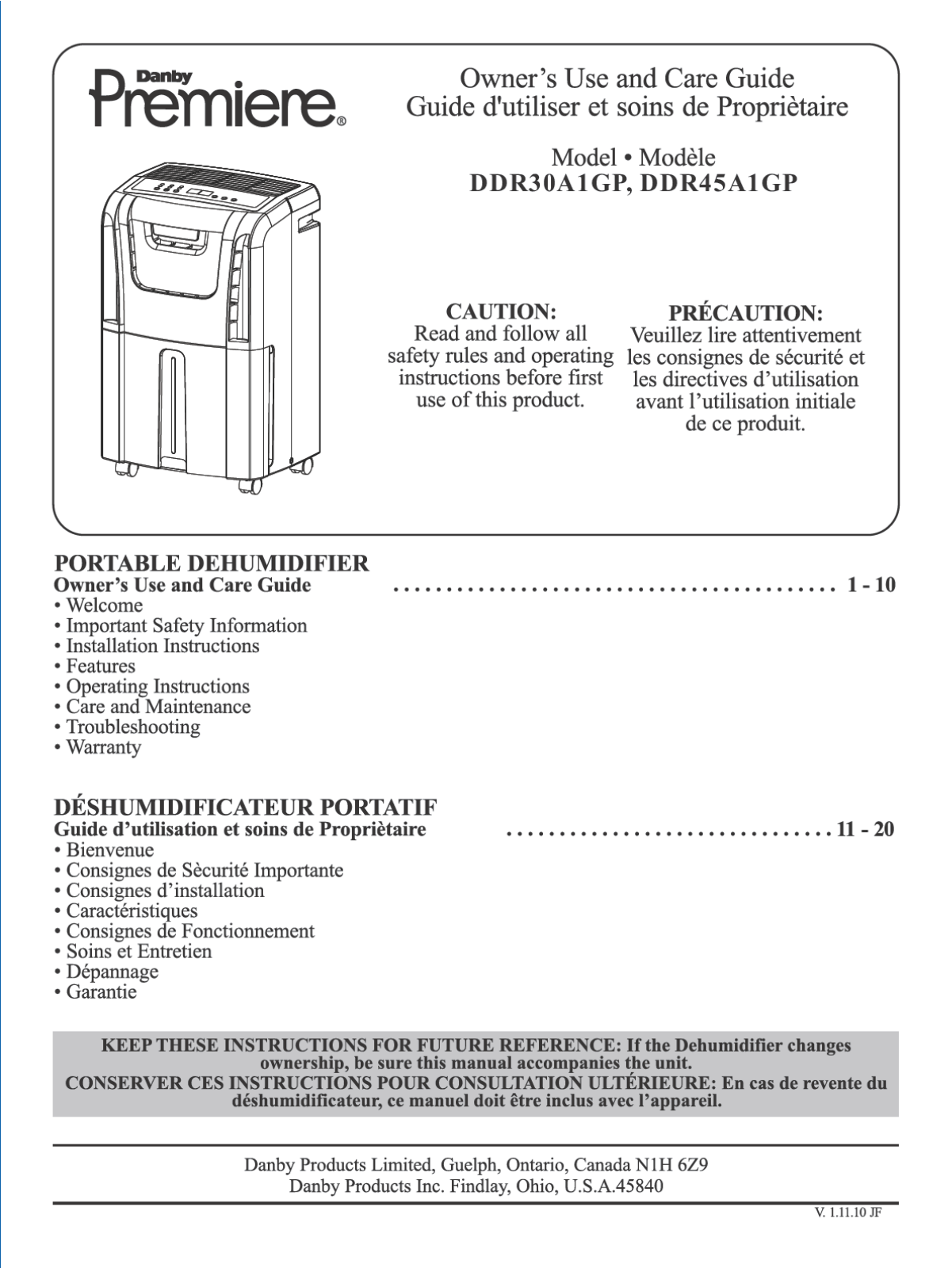 Danby DDR45A1 Owner's Manual