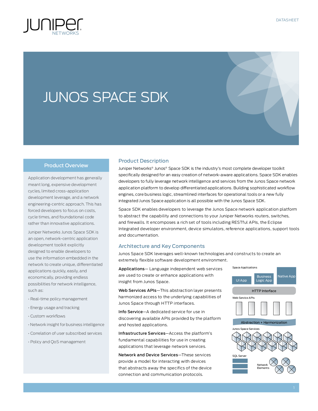 Juniper networks JUNOS SPACE SDK OVERVIEW User Manual