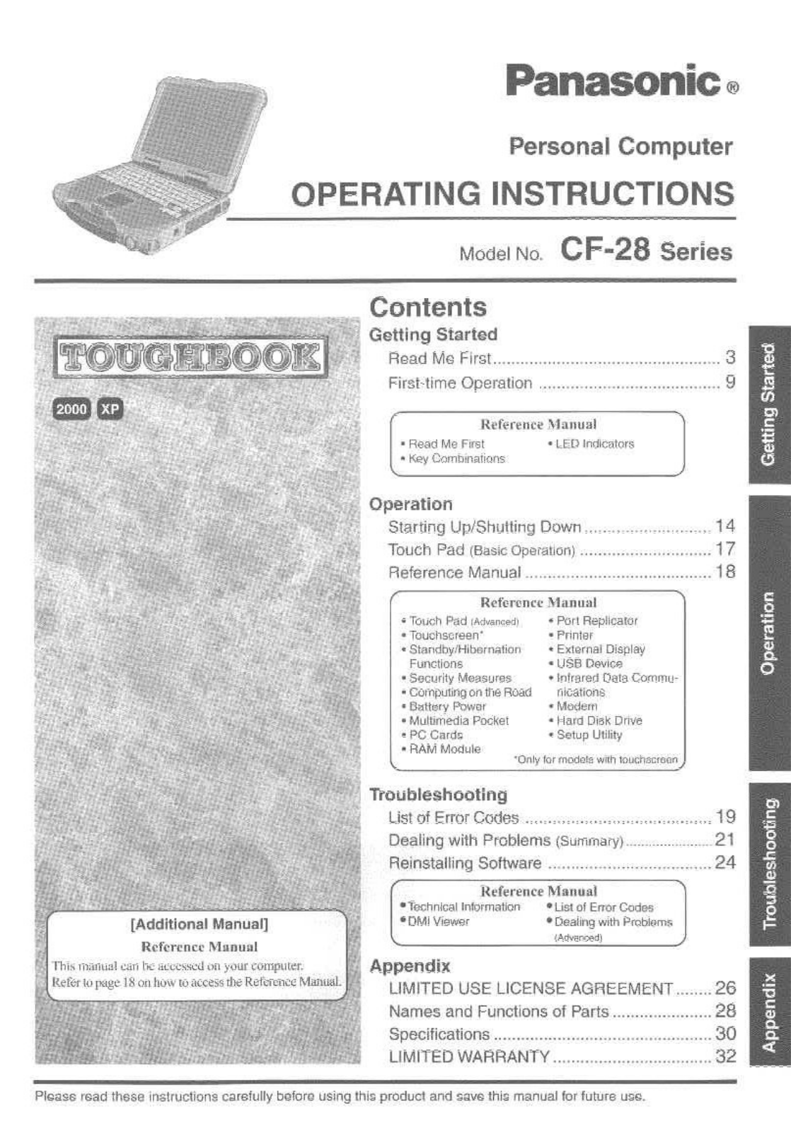 Panasonic CF-28PMJAZQM User Manual