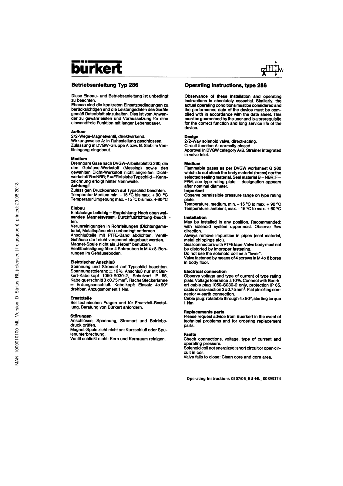 Burkert 0286 User Manual