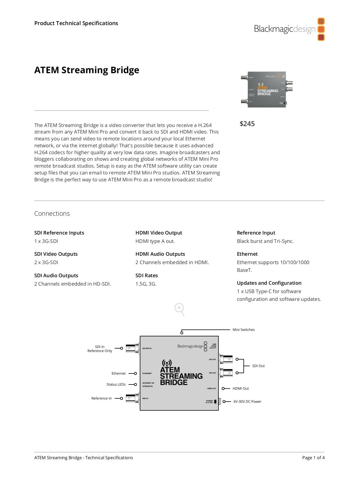 Blackmagic Design ATEM Streaming Bridge Datasheet