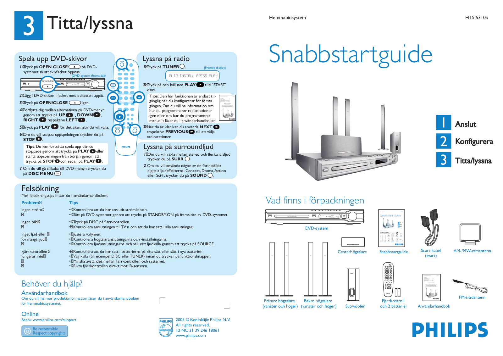 Philips HTS 5310S Getting Started Guide