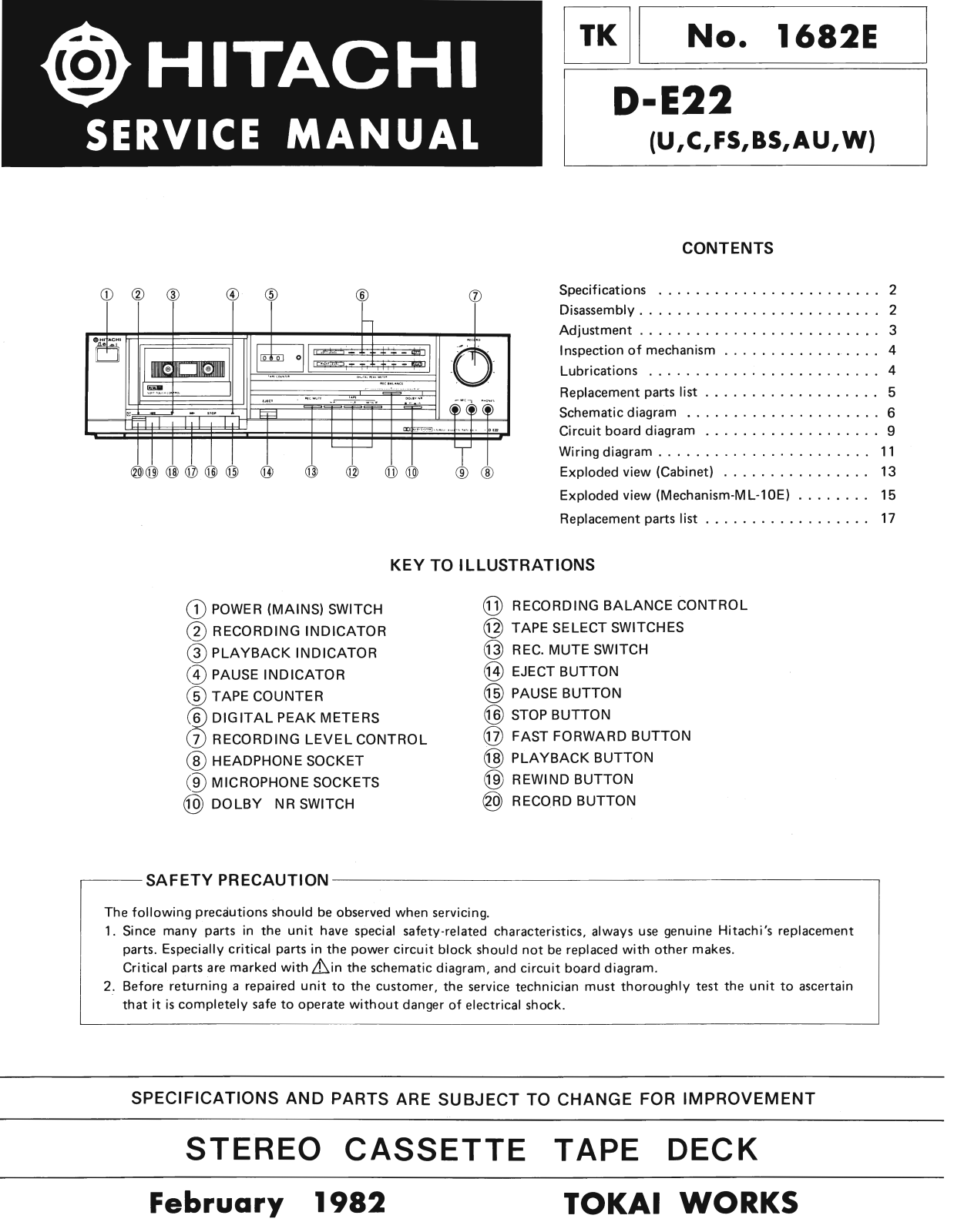 Hitachi DE-22 Service Manual