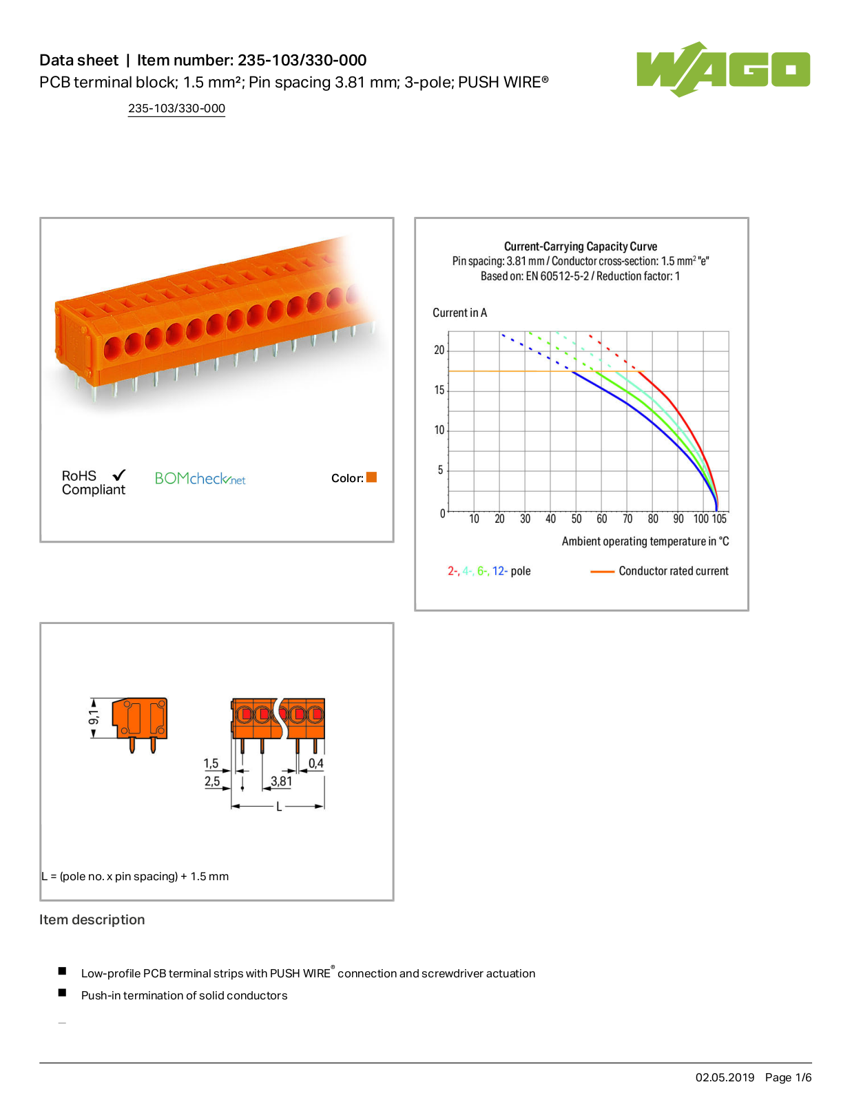 Wago 235-103/330-000 Data Sheet