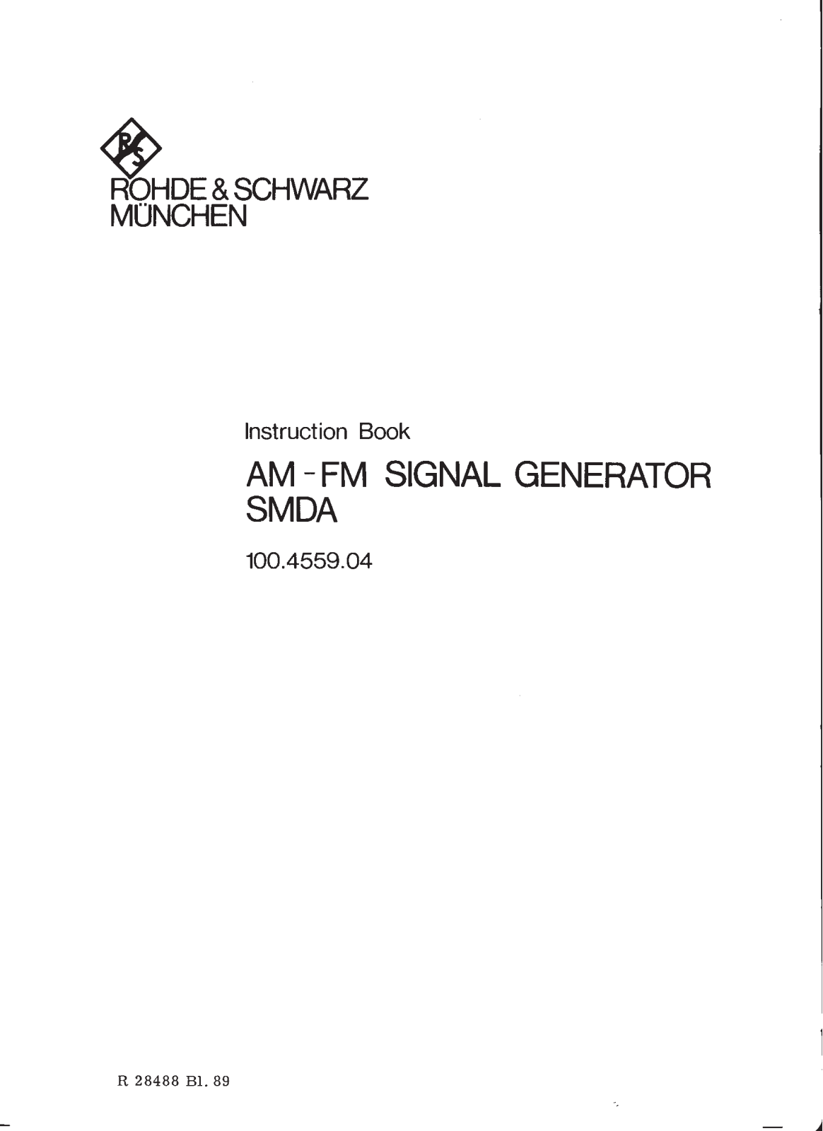 Rohde & Schwarz SMDA 100.4559 Service manual