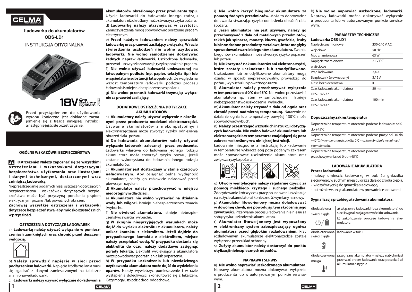 CELMA PROFESSIONAL OBS-LD1 User guide - ManualMachine.com