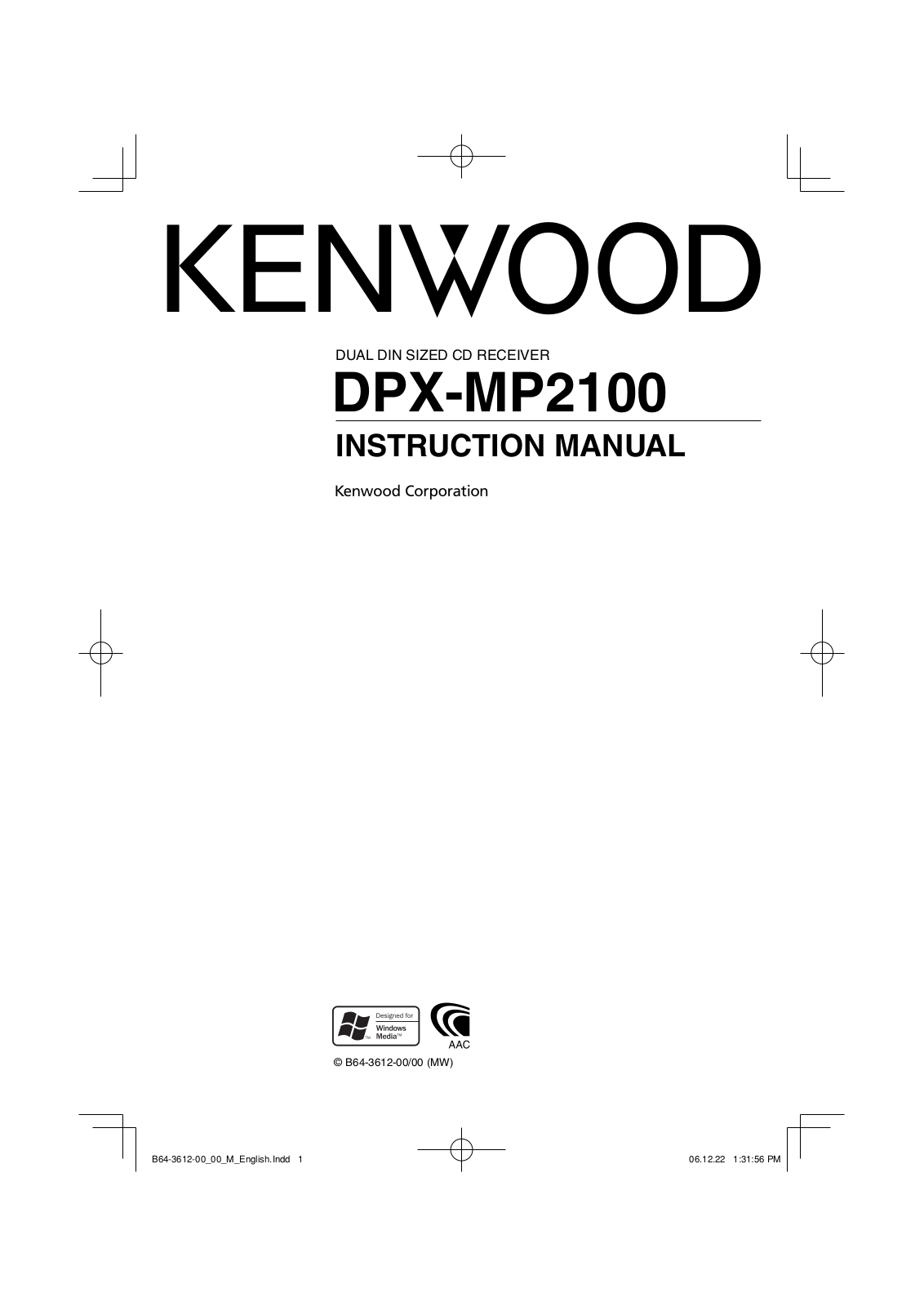 Kenwood DPX-MP2100 User Manual