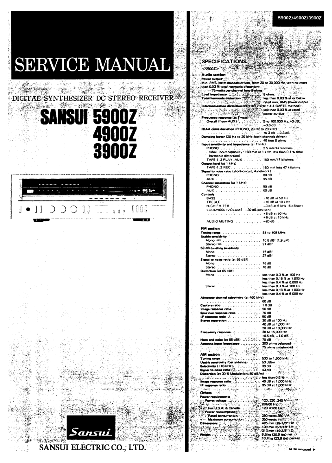 Sansui 5900-Z, 3900-Z, 4900-Z Service manual