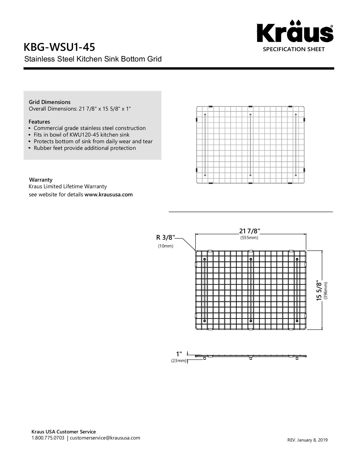 Kraus KWU12045 Specifications